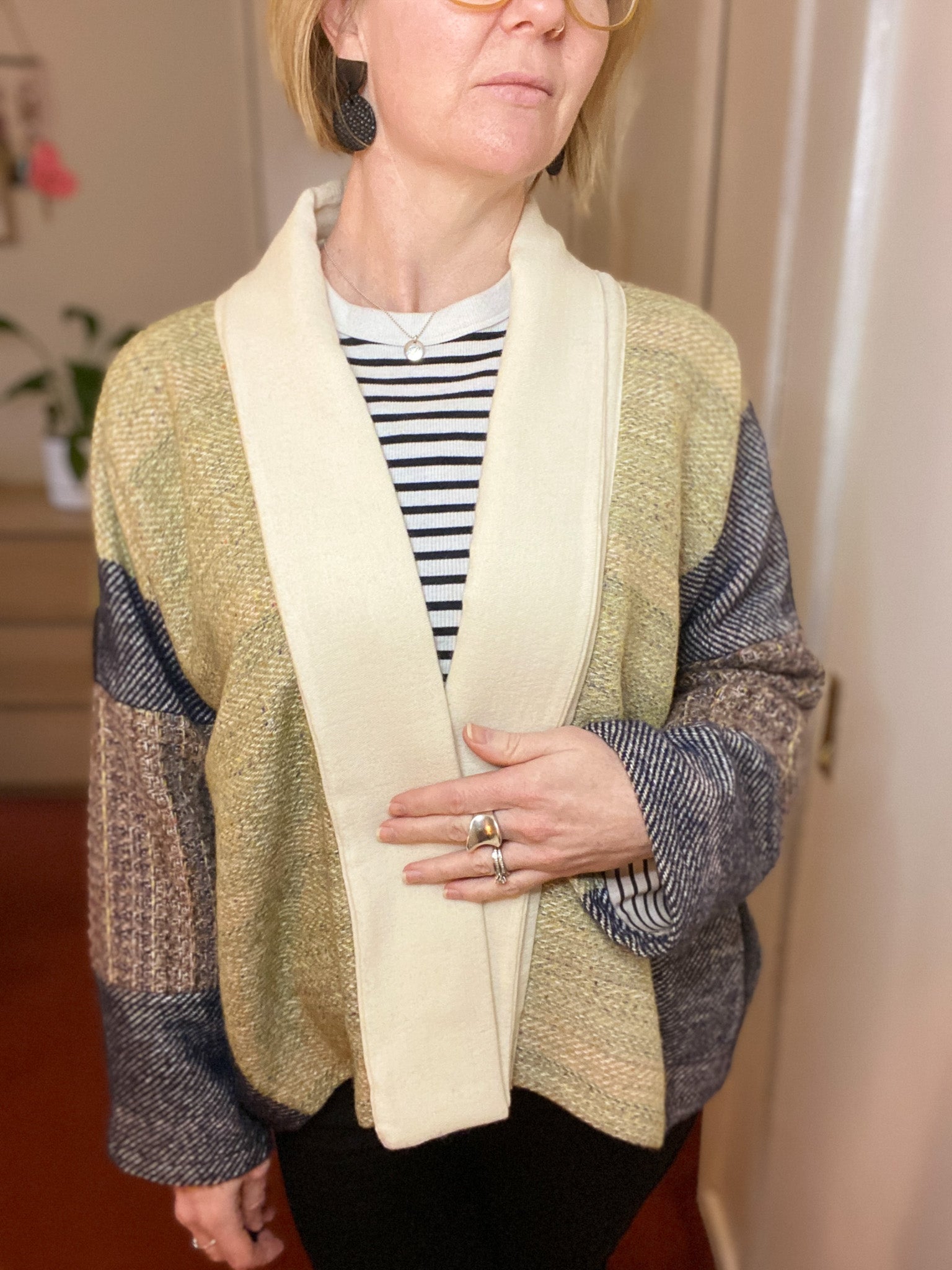 Whispering Wool Blanket Jacket- Lime