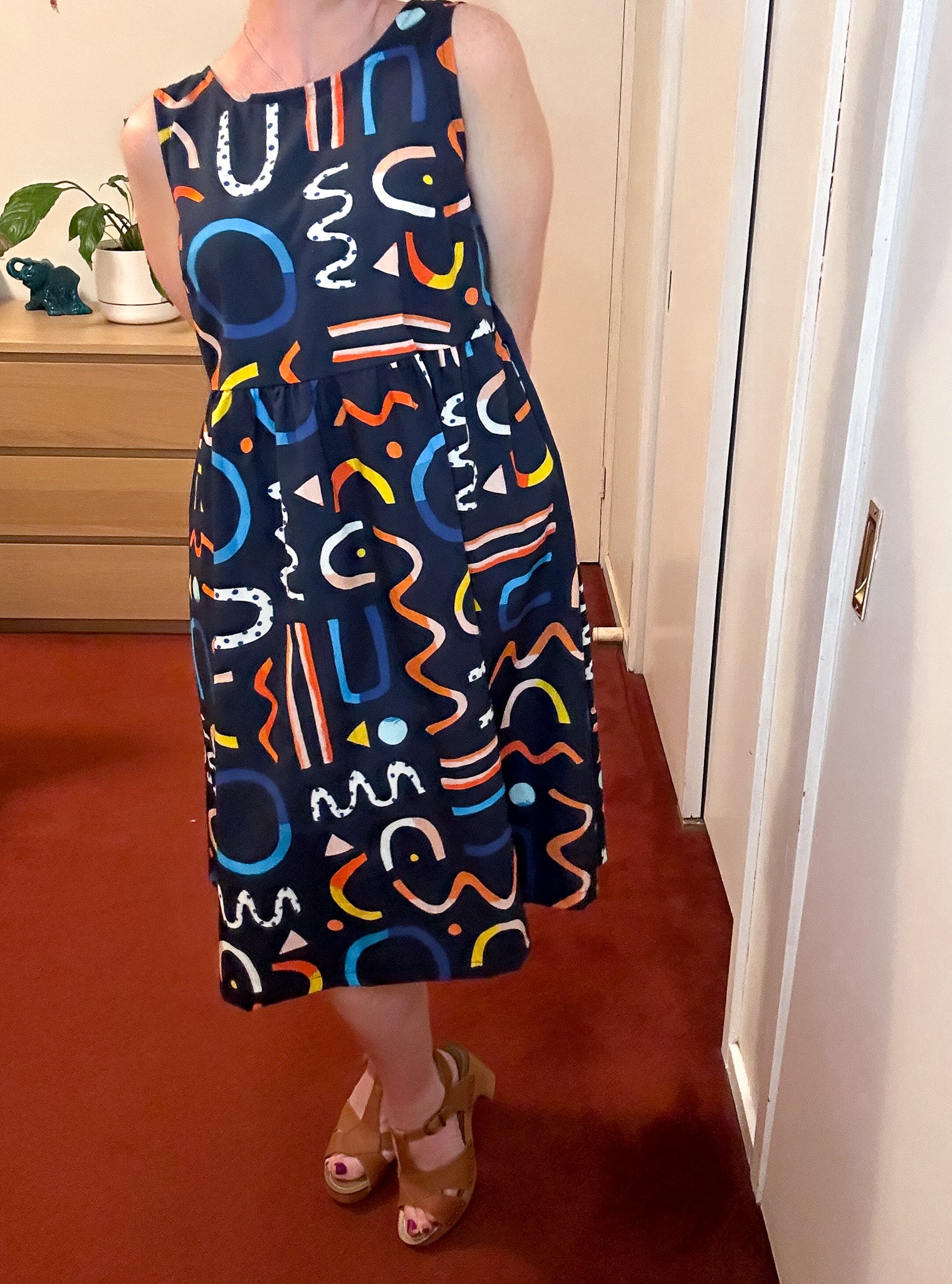 Organic Cotton Everyday Dress - Blue Shapes