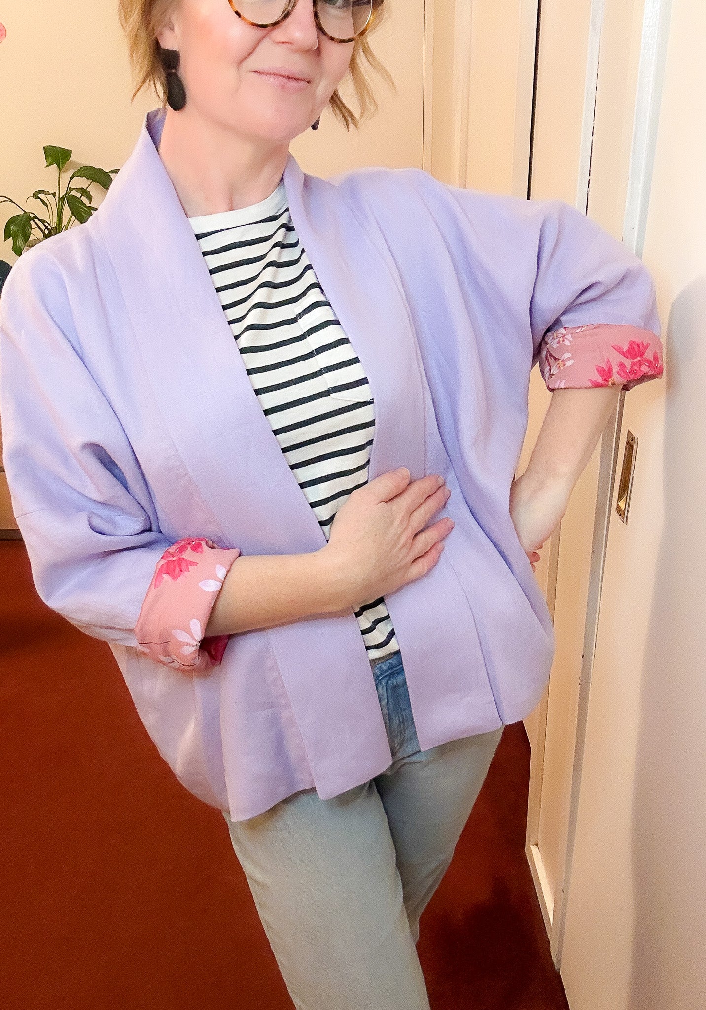 Reversible Linen Jacket w Organic Cotton Sateen