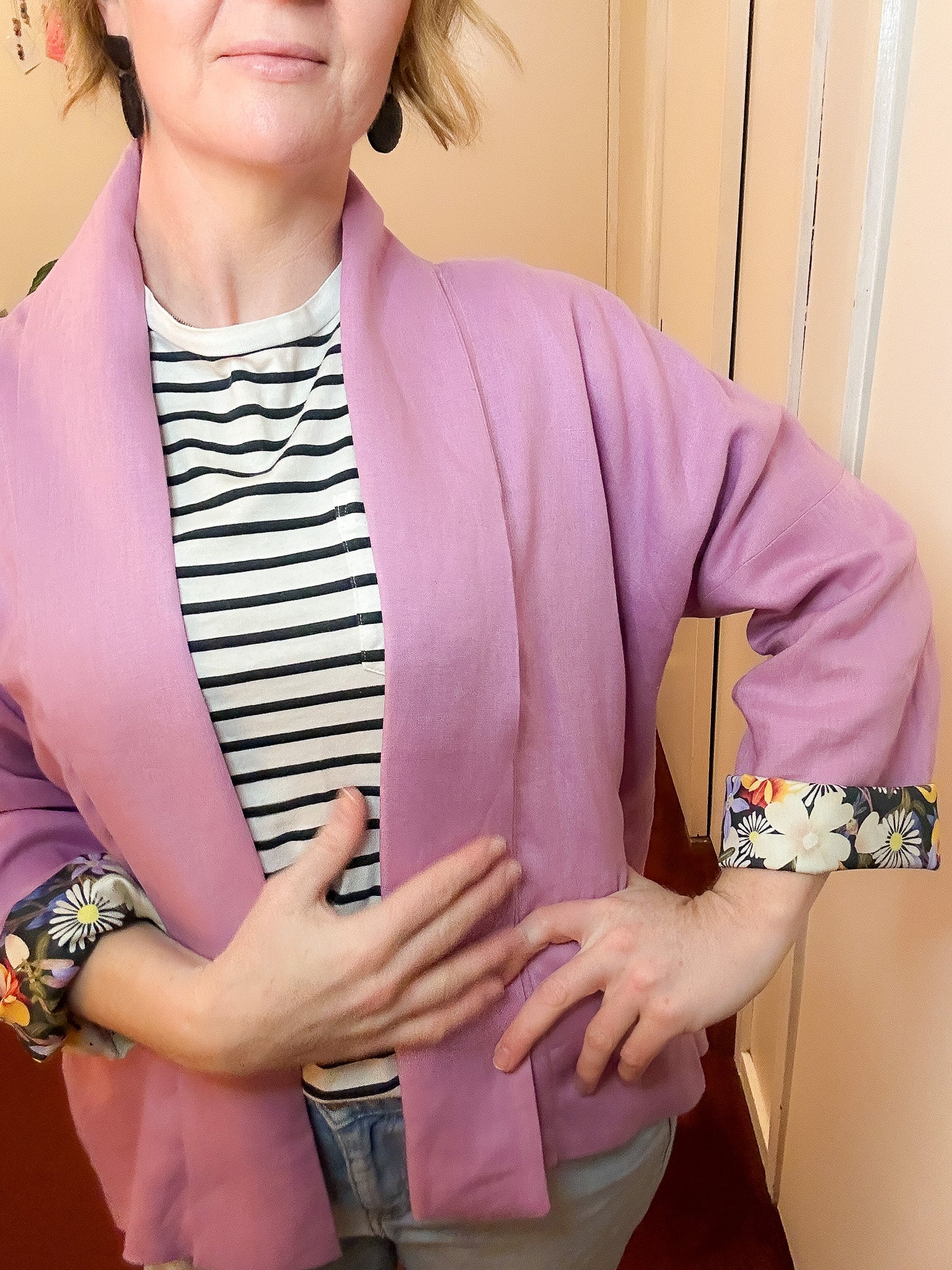 Reversible Linen Jacket w Organic Cotton Sateen