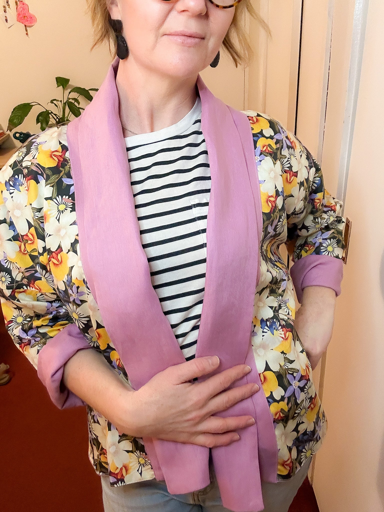 Reversible Linen Jacket w Organic Cotton Sateen
