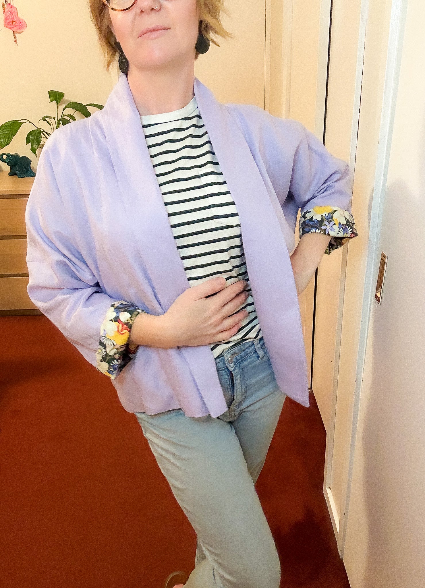 Reversible Linen Jacket w Organic Cotton Sateen