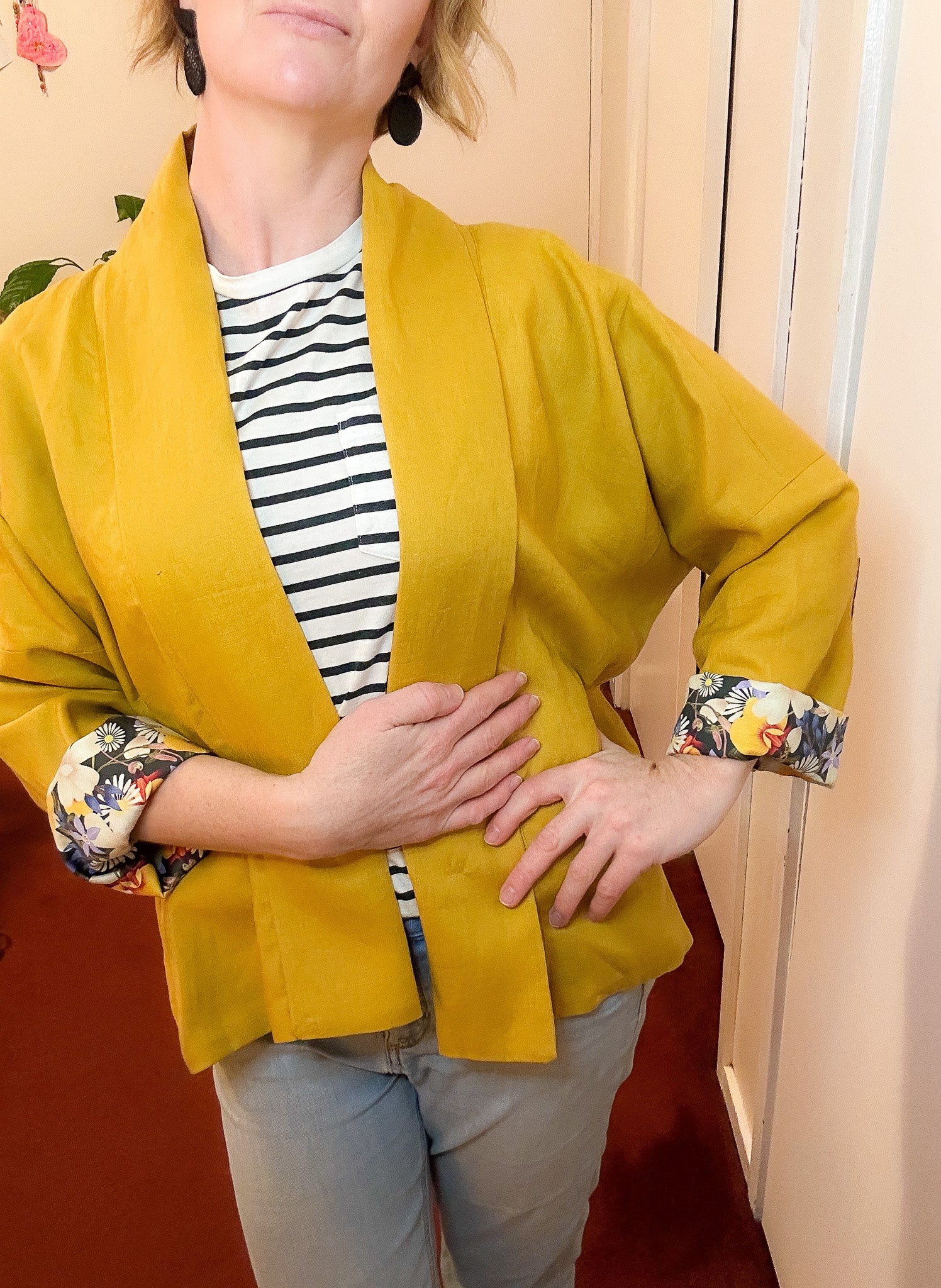Reversible Linen Jacket w Organic Cotton Sateen