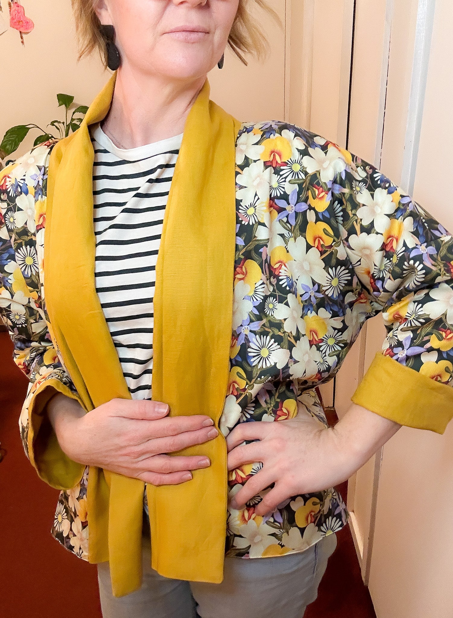 Reversible Linen Jacket w Organic Cotton Sateen