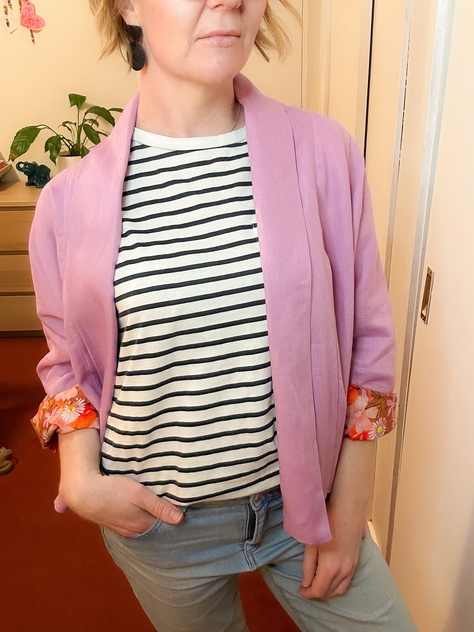 Reversible Linen Jacket w Organic Cotton Sateen
