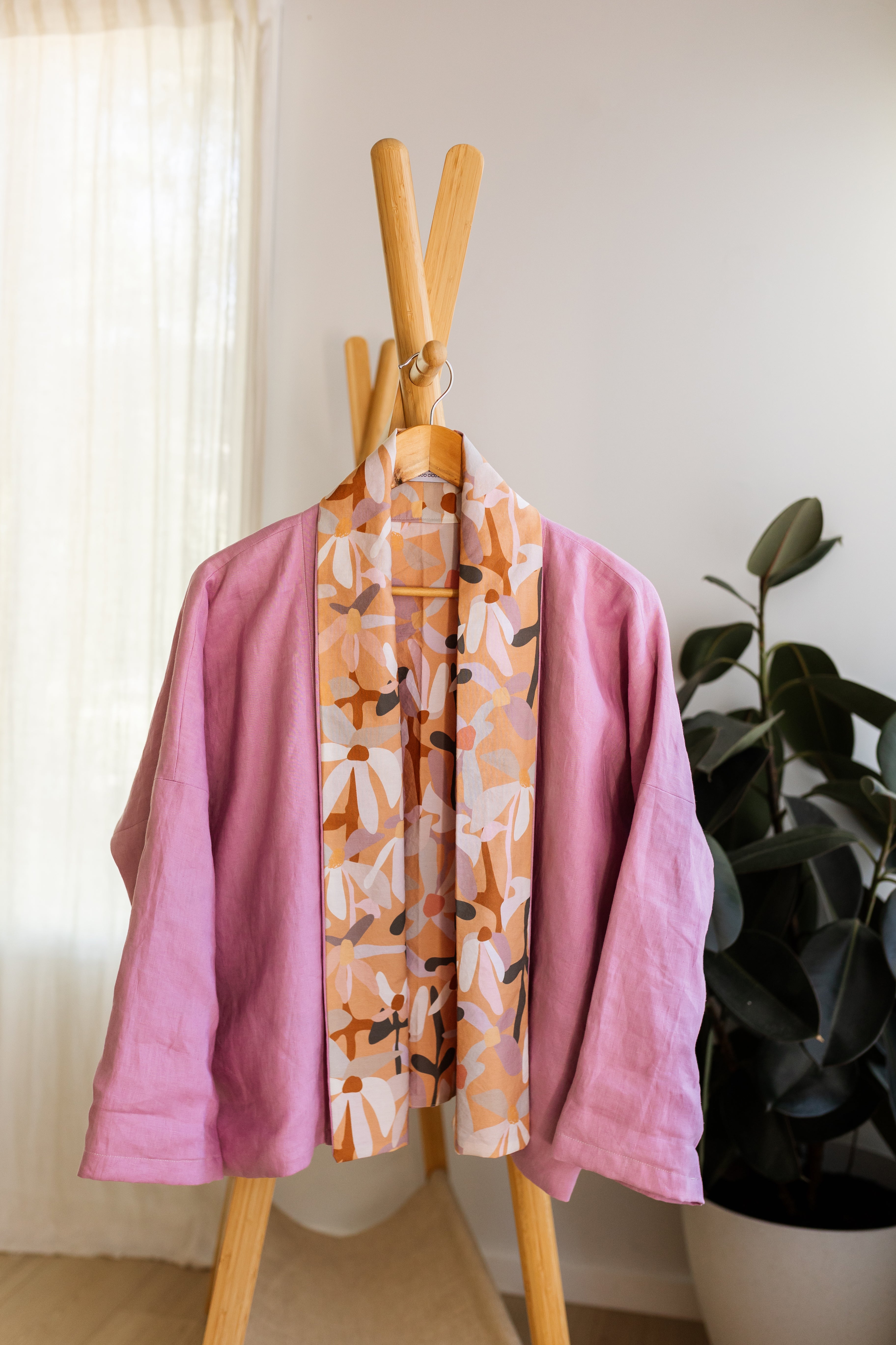 Reversible Linen Jacket - Fuscia
