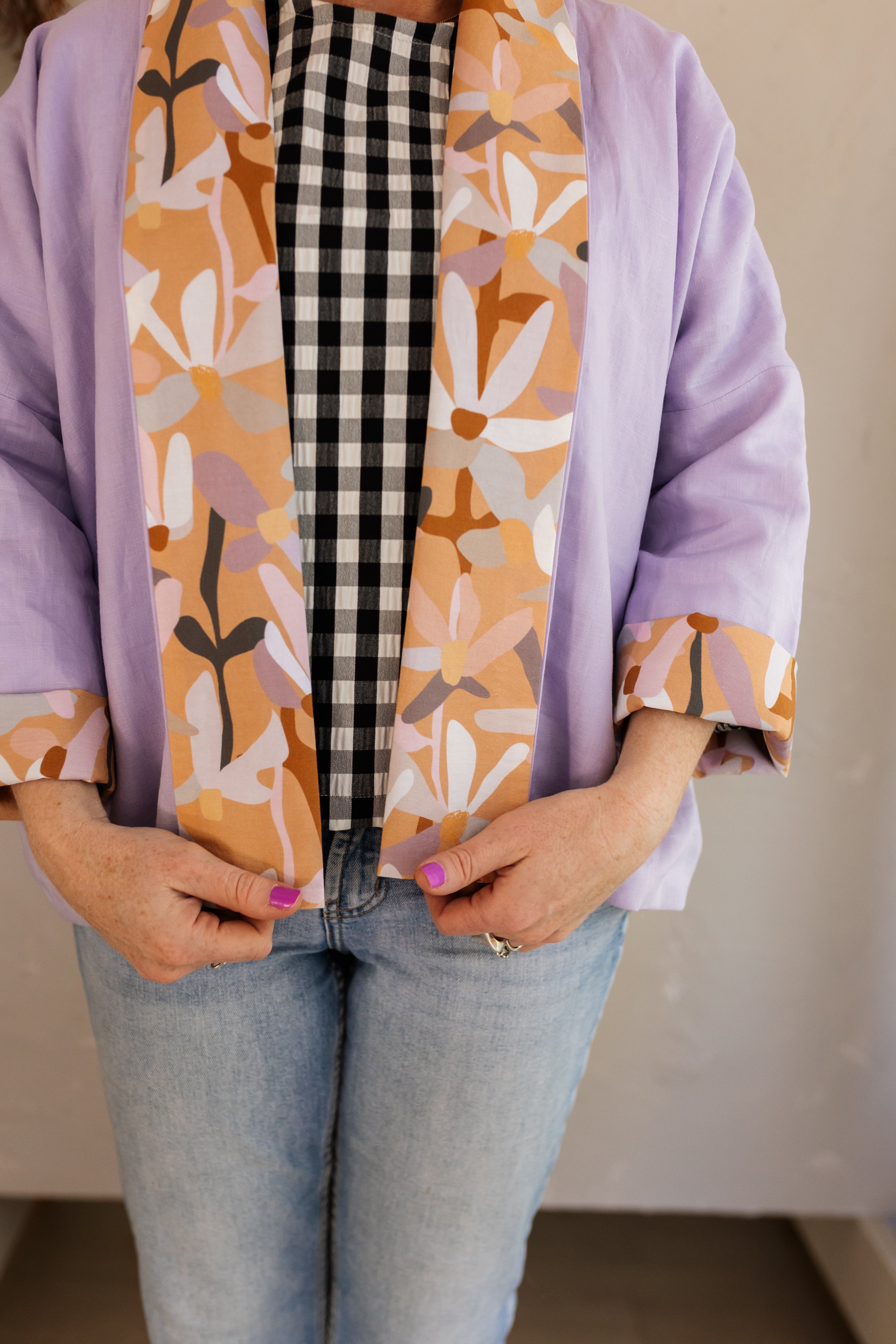 Reversible Organic Linen Jacket - Lilac