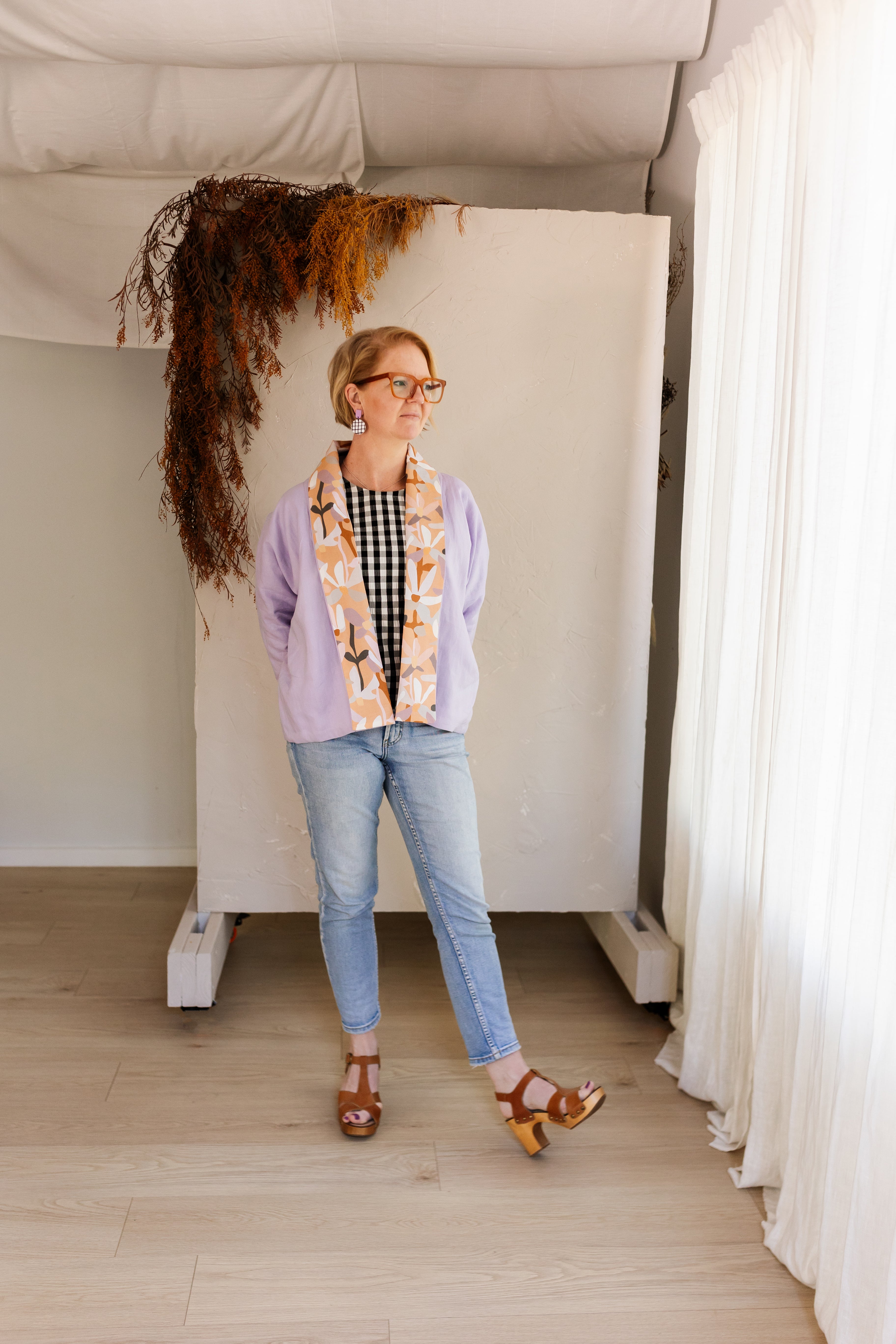 Reversible Organic Linen Jacket - Lilac