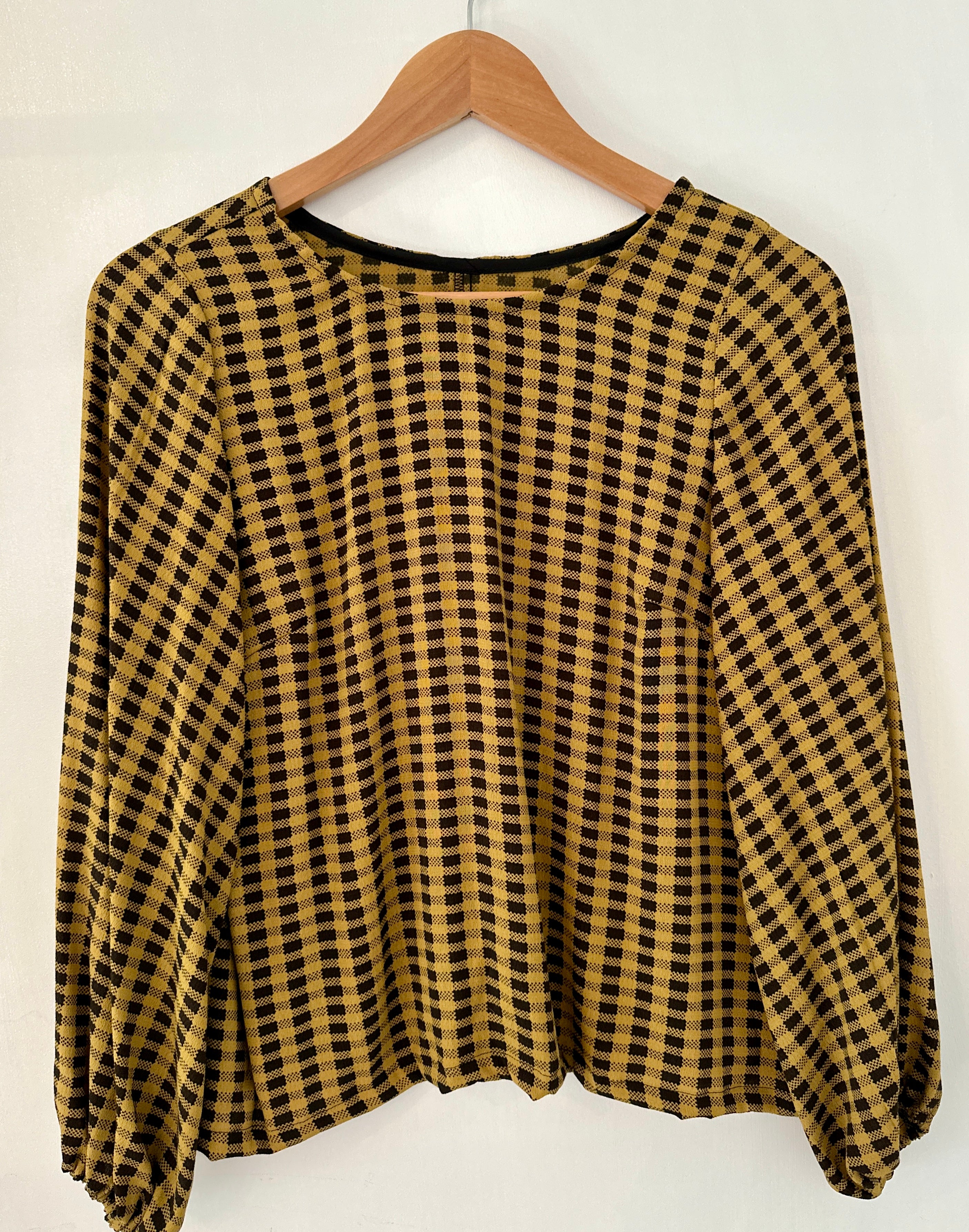 Balloon Sleeve Top - Check Green (deadstock)