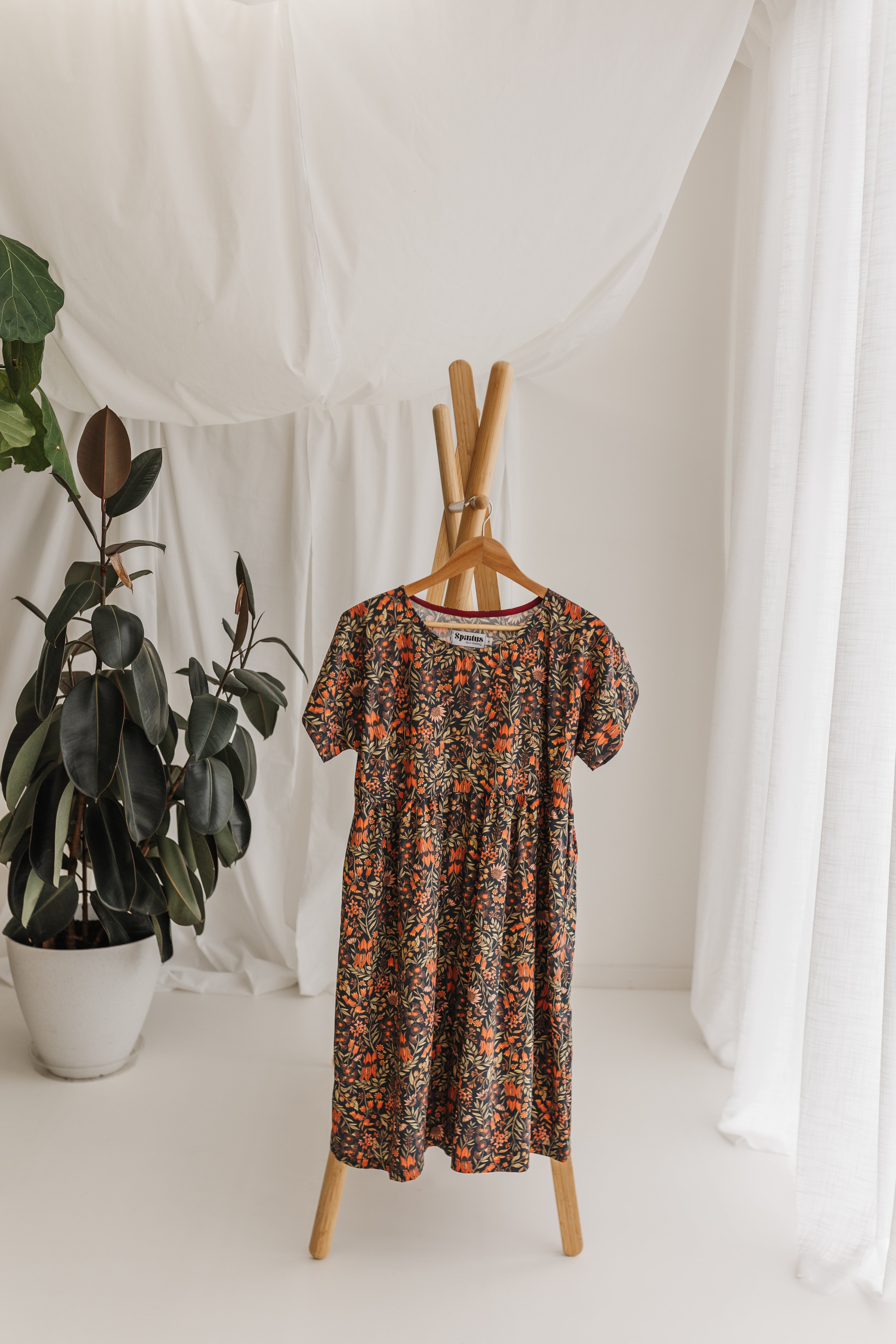 Frida Dress in Desert Pea – Black