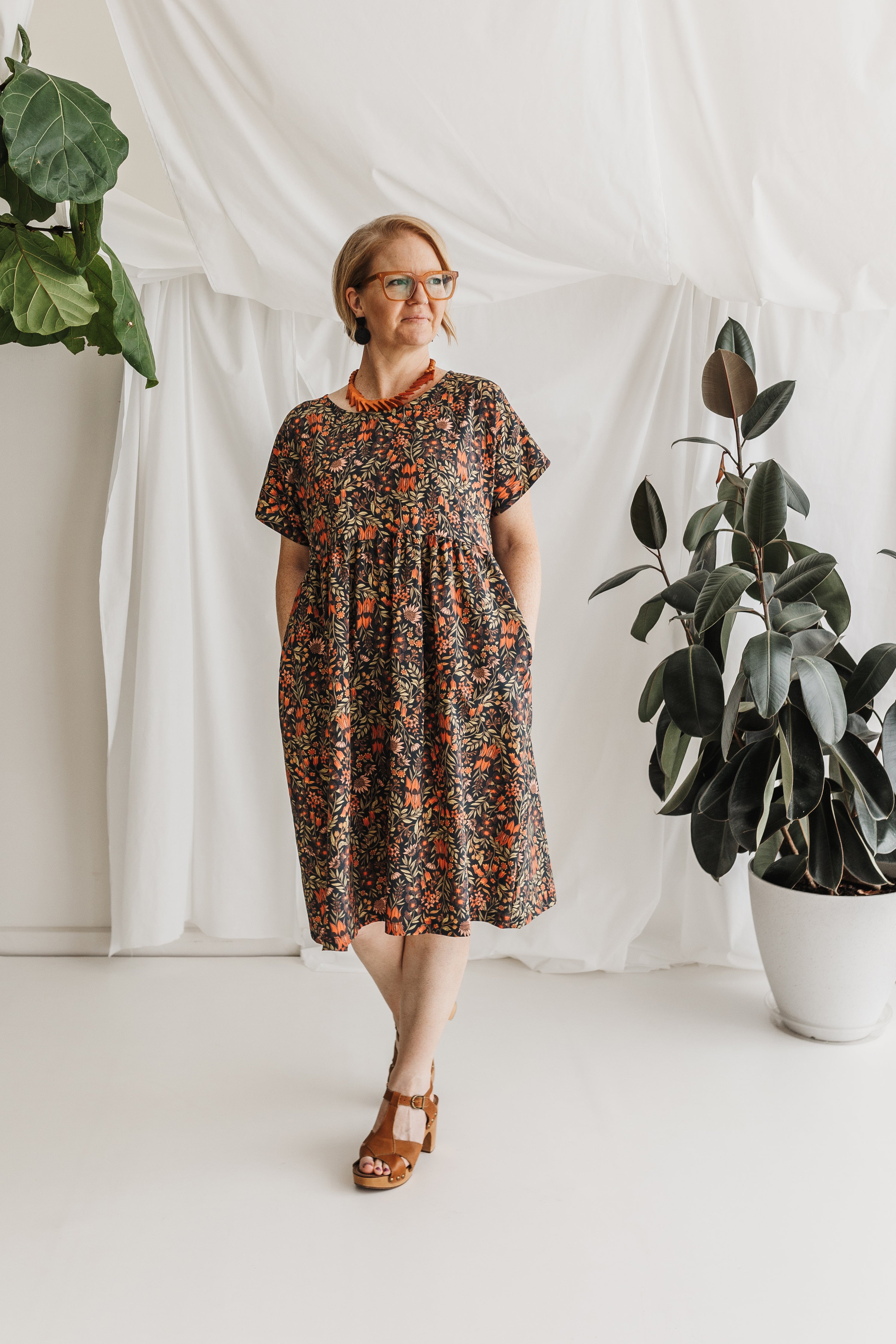 Frida Dress in Desert Pea – Black
