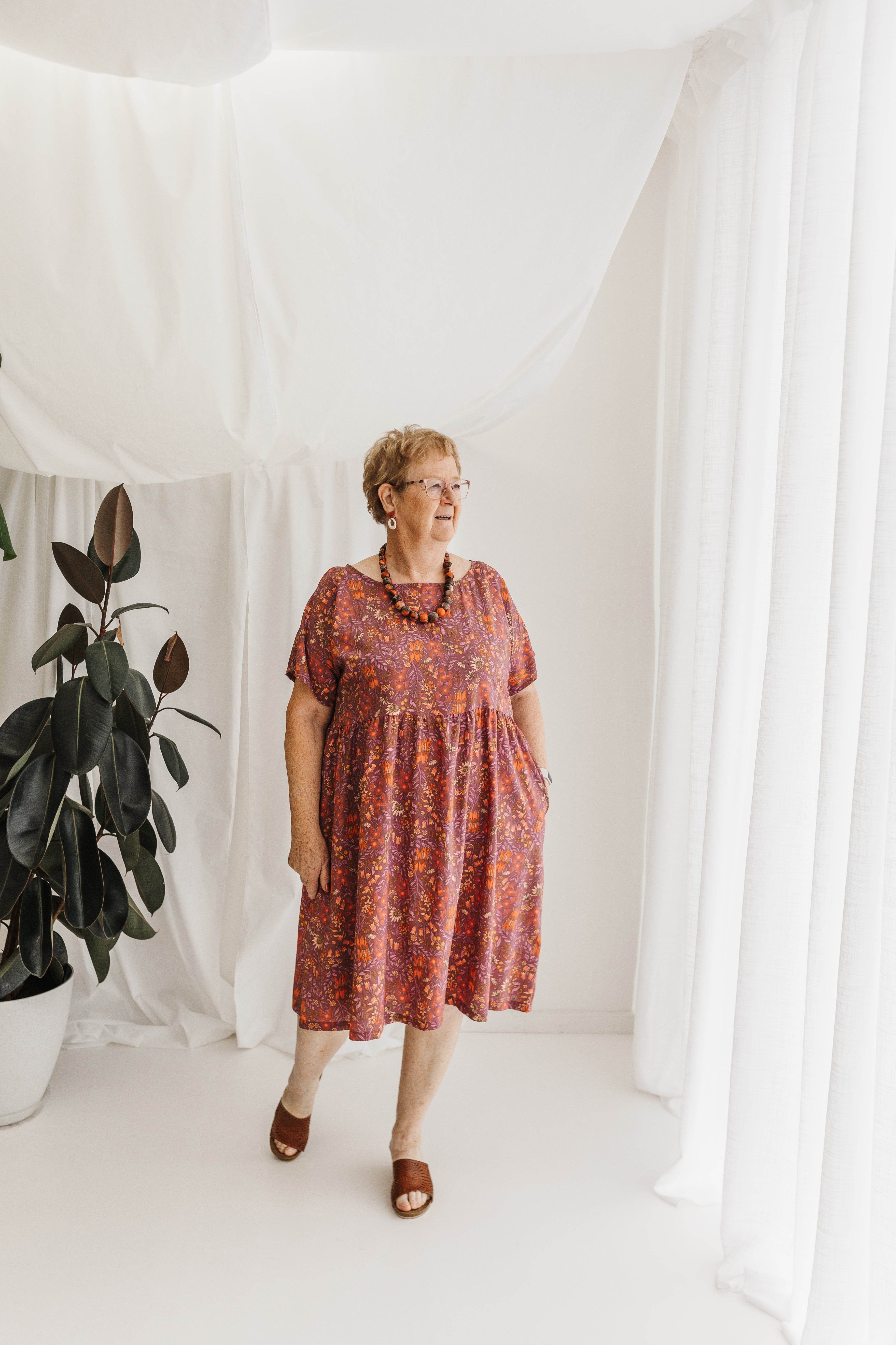 Frida Shift Dress in Desert Pea – Purple
