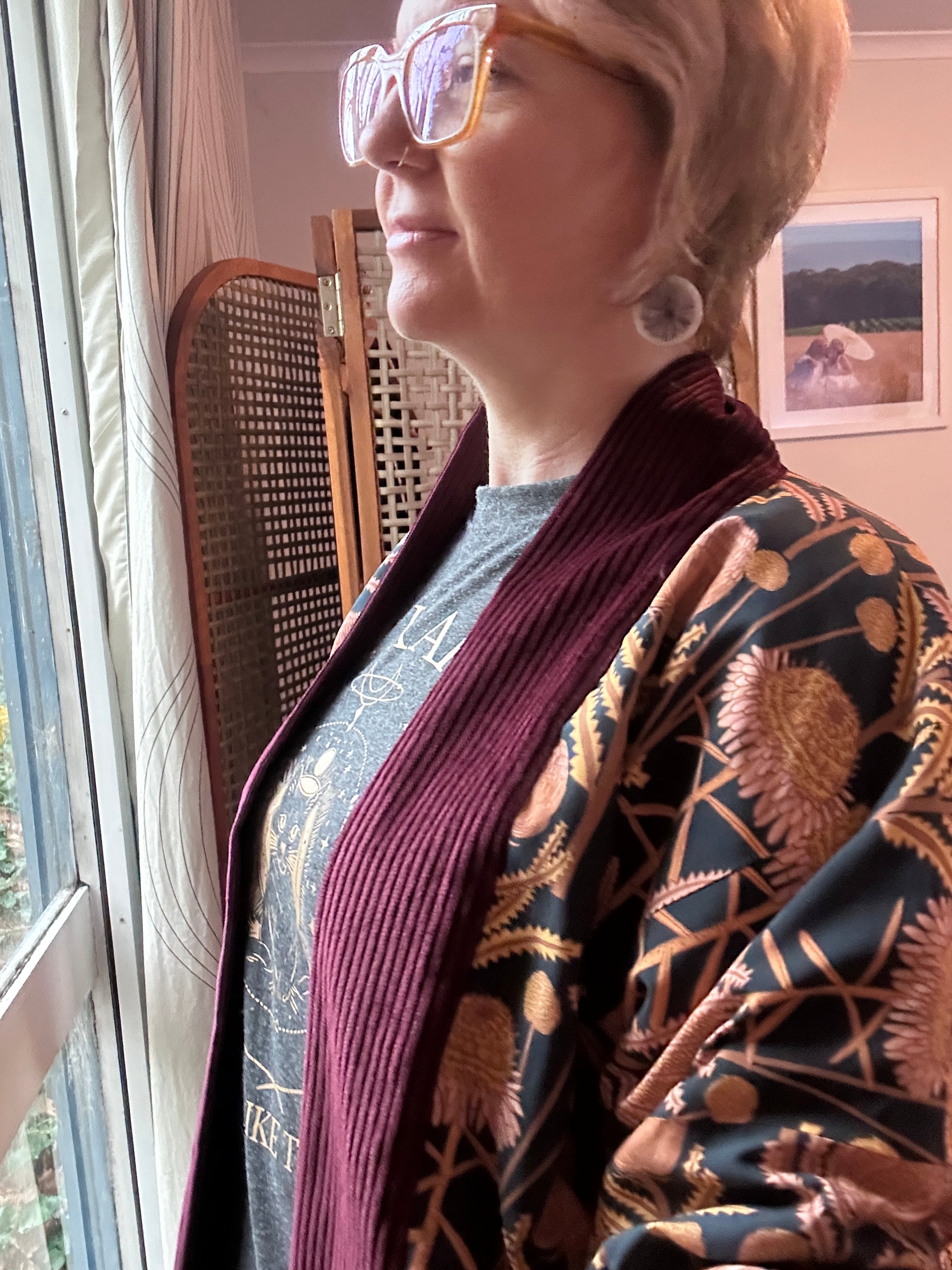 Gemini Reversible Cord Jacket - wine/black ecovero billy banksia lining w pockets