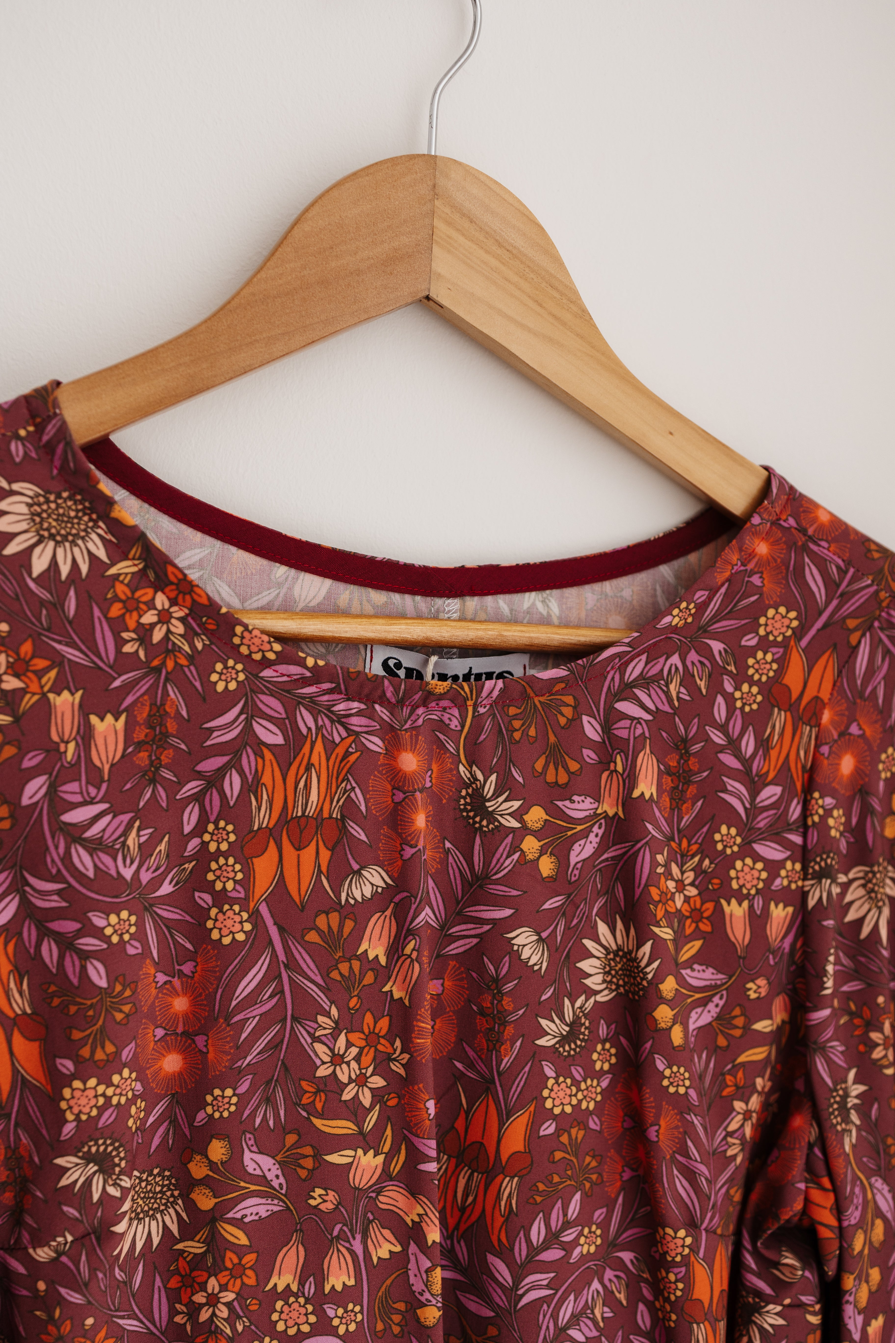 Balloon Sleeve Top -  Desert Pea print Purple