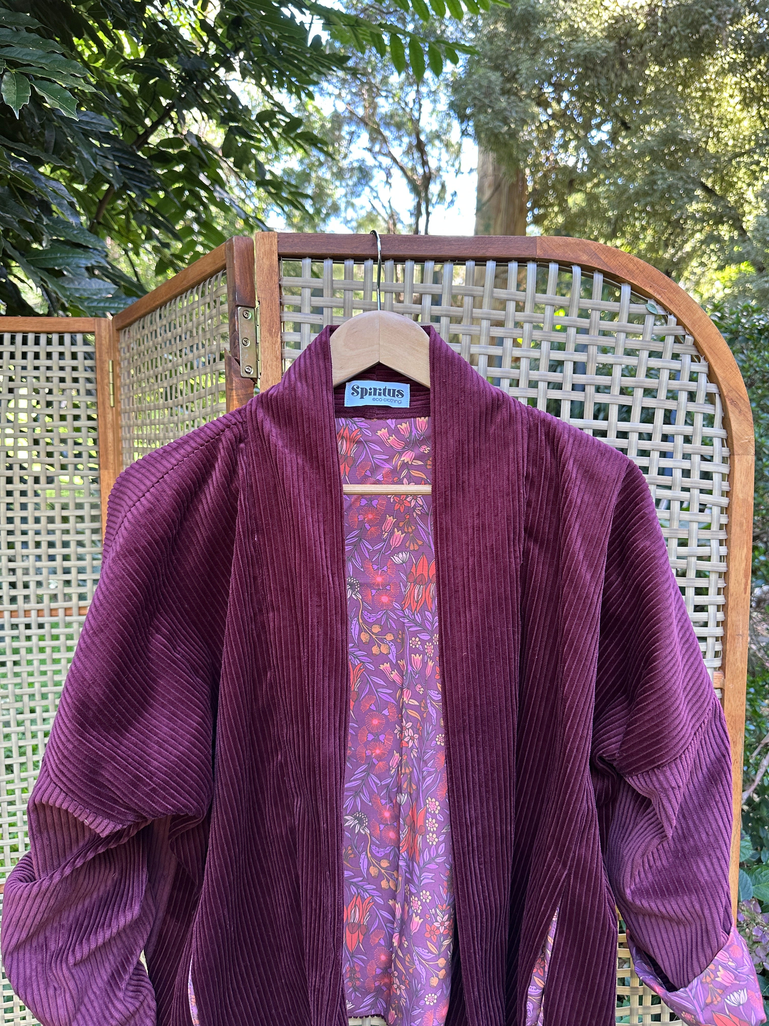 Reversible Cord Jacket - Burgundy desert pea lining