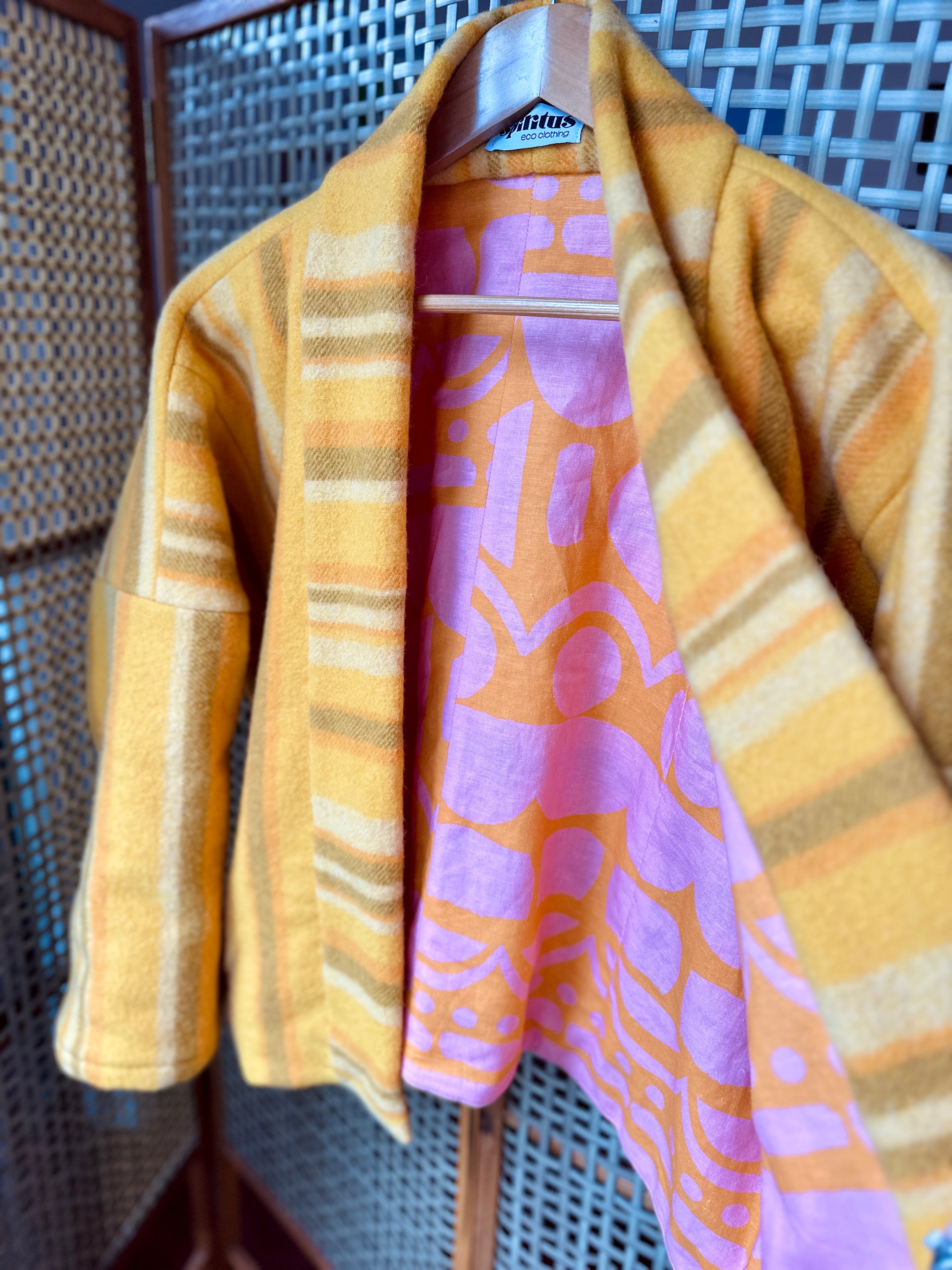 Whispering Wool Blanket Jacket- Vintage Yellow Retro