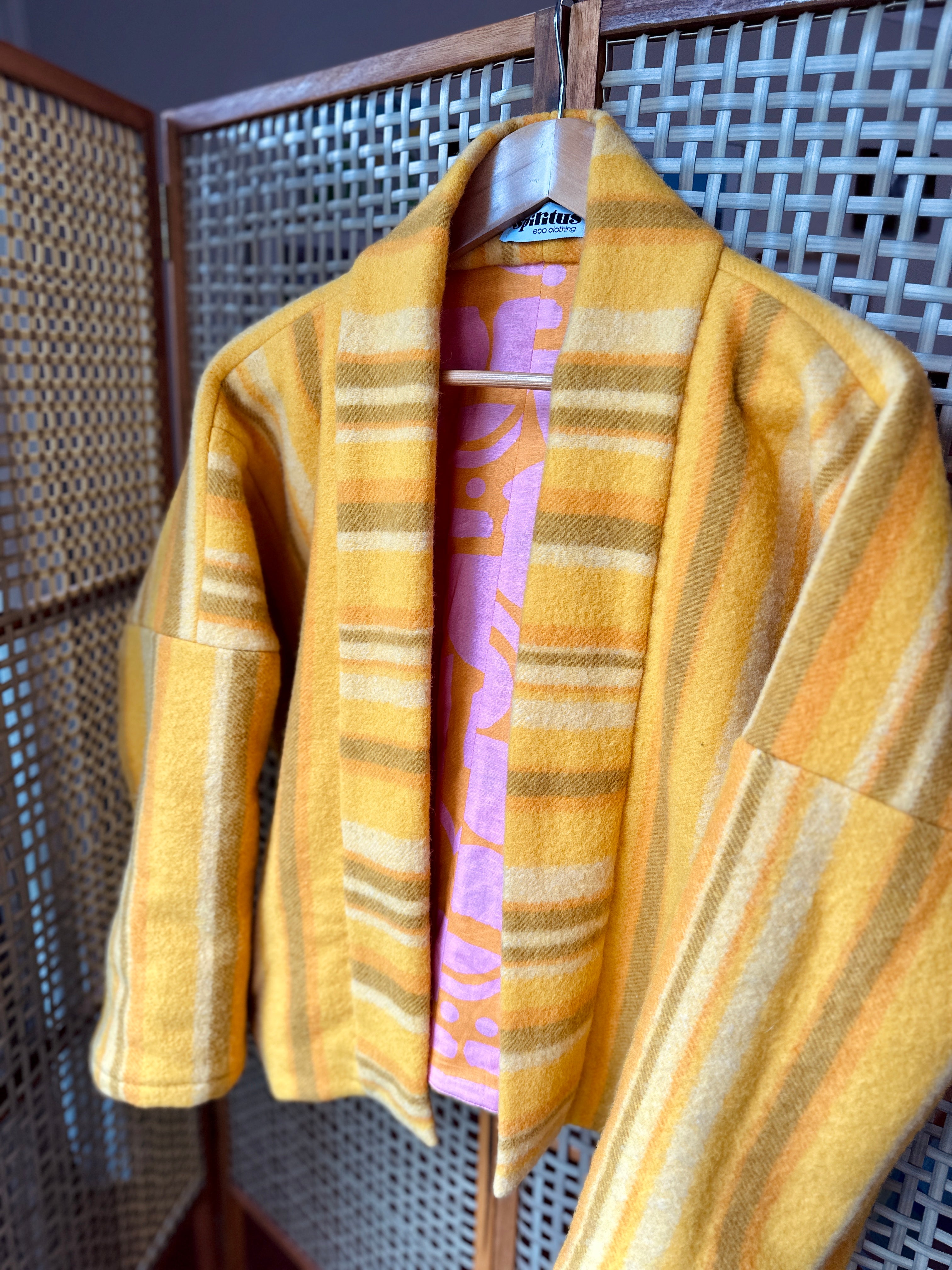 Whispering Wool Blanket Jacket- Vintage Yellow Retro