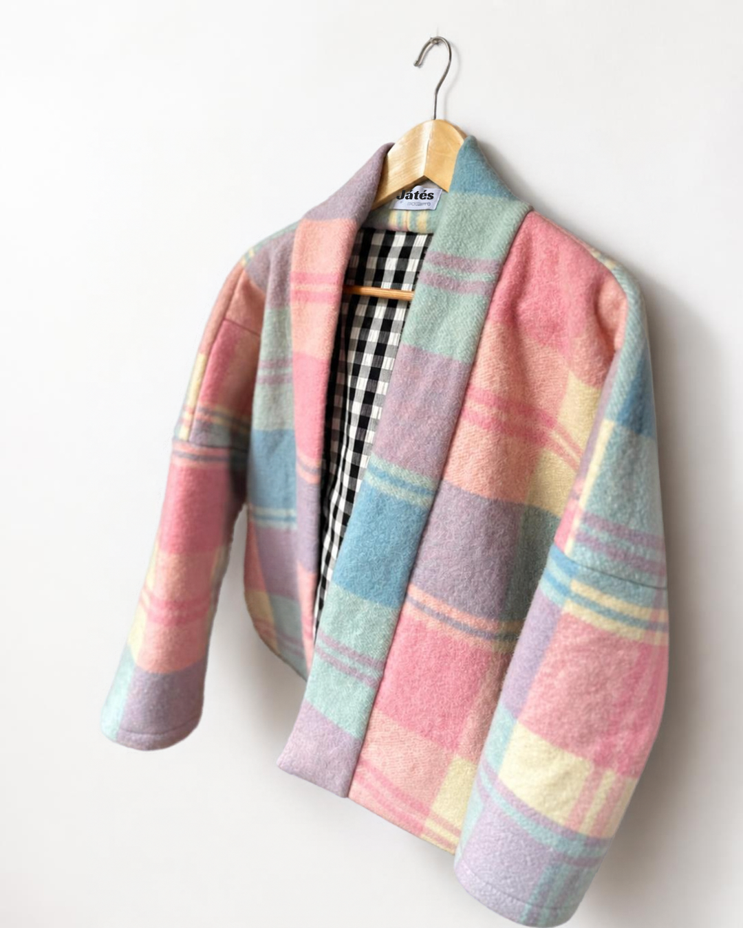 Whispering Wool Blanket Jacket- Vintage Pastel Merino Picnic