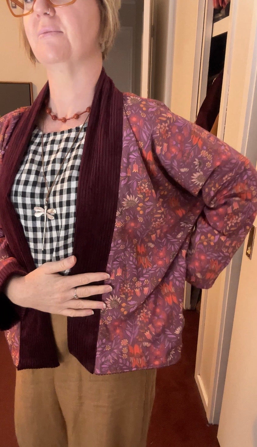 Reversible Cord Jacket - Burgundy desert pea lining