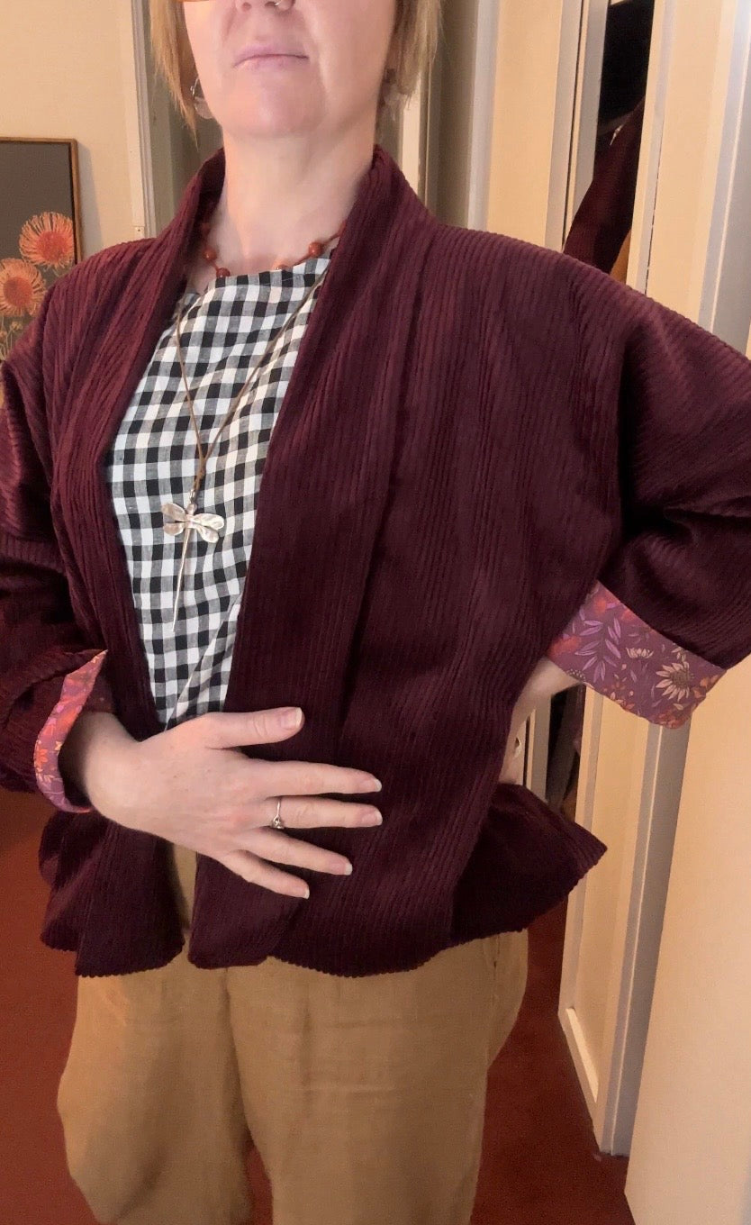 Reversible Cord Jacket - Burgundy desert pea lining