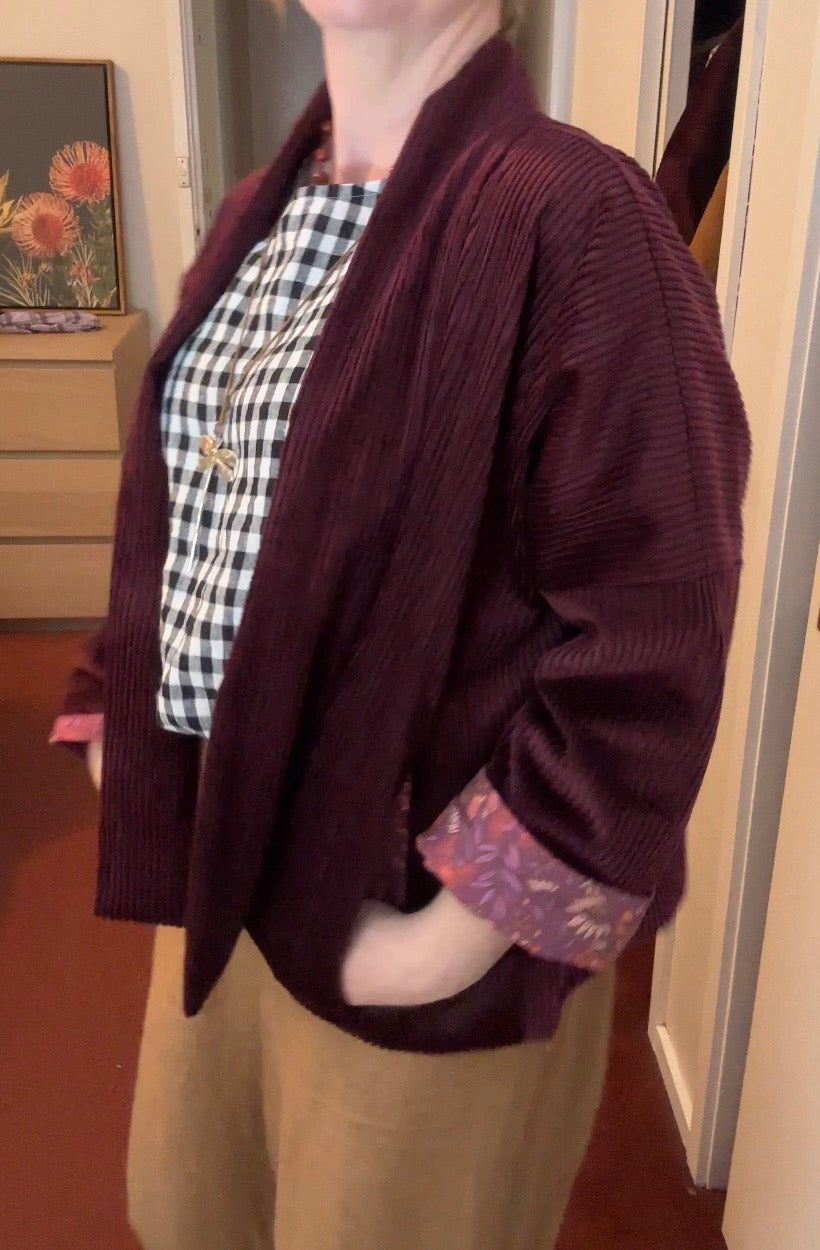 Reversible Cord Jacket - Burgundy desert pea lining