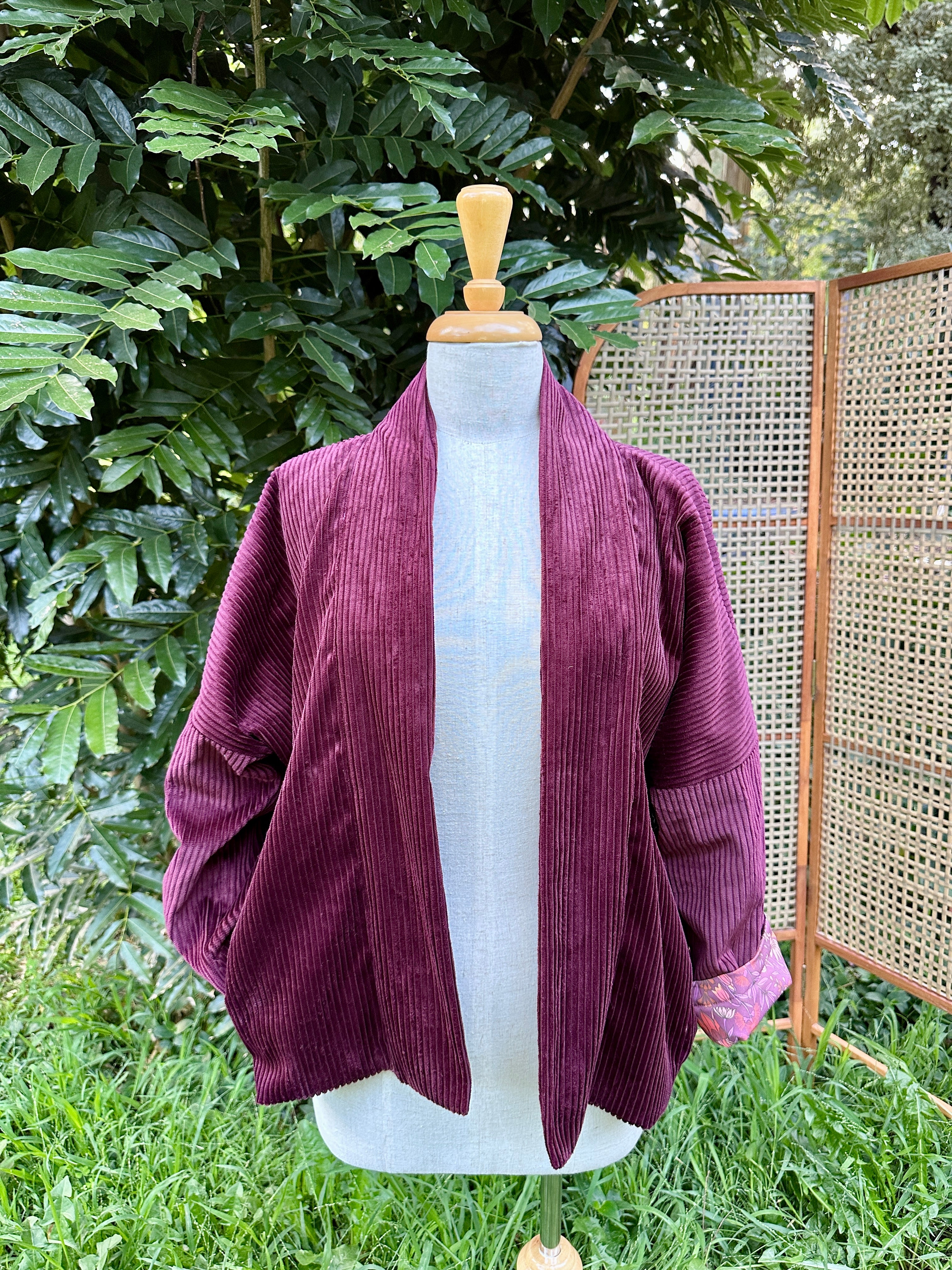 Reversible Cord Jacket - Burgundy desert pea lining