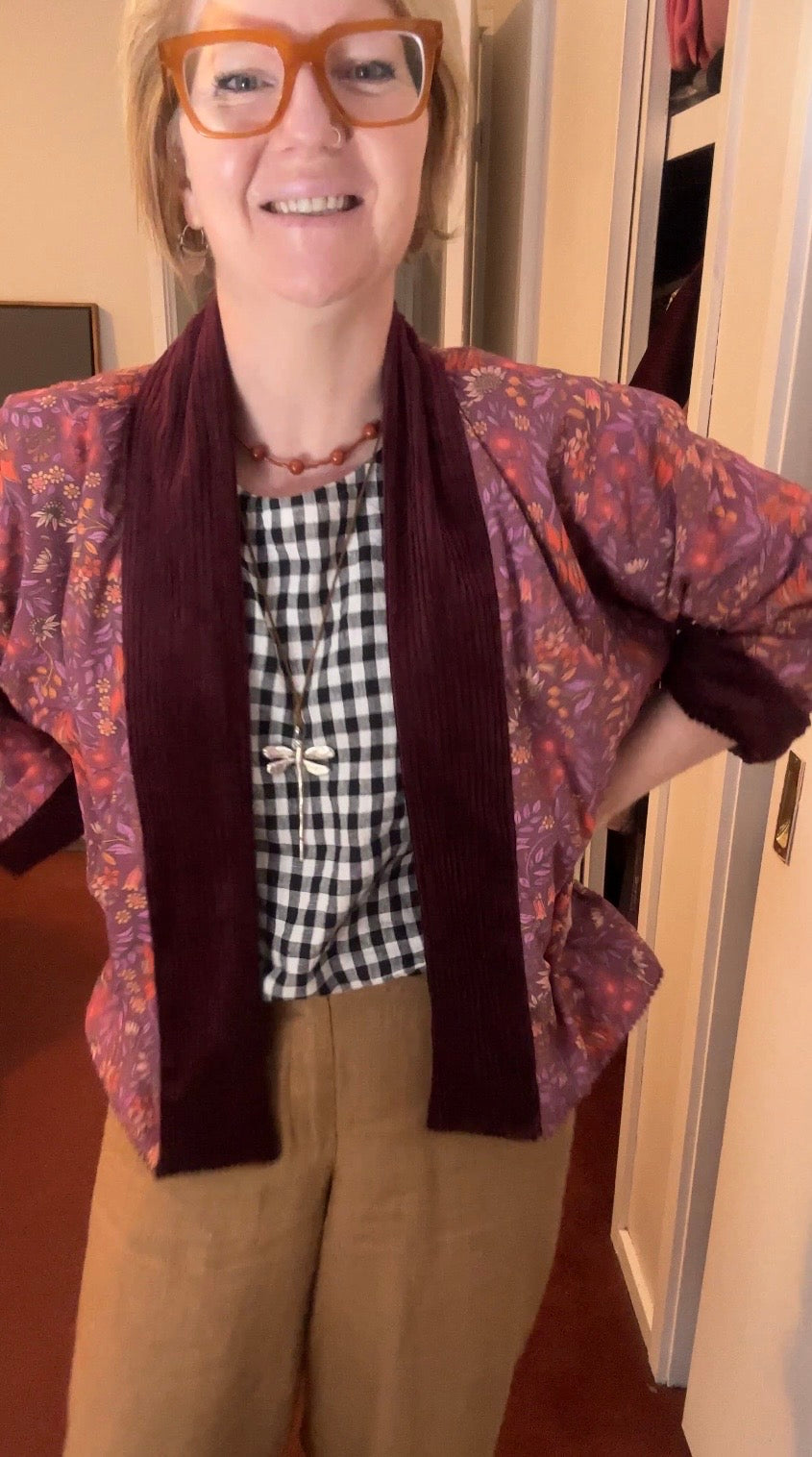 Reversible Cord Jacket - Burgundy desert pea lining