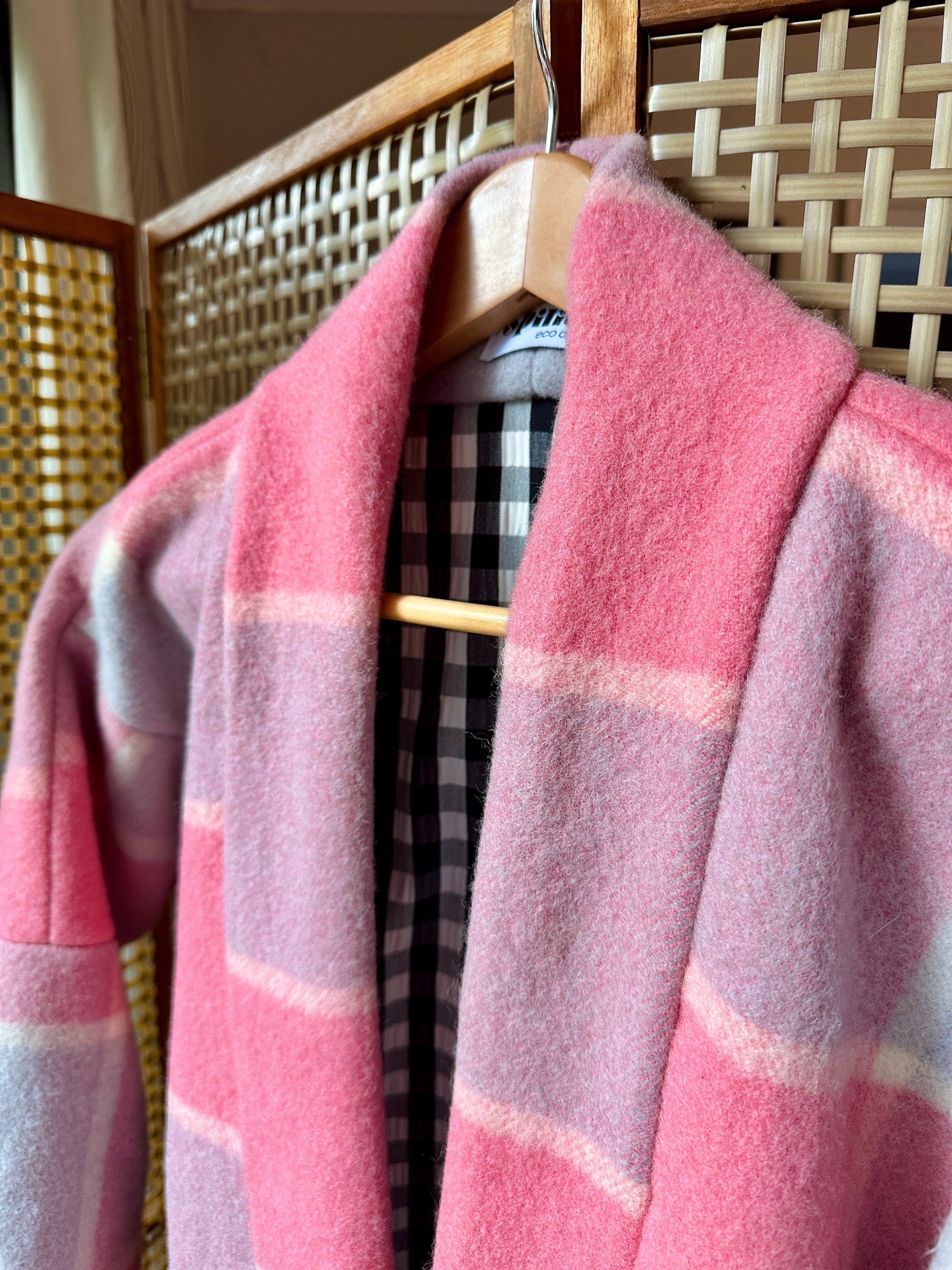 Whispering Wool Blanket Jacket- Vintage Pink Picnic