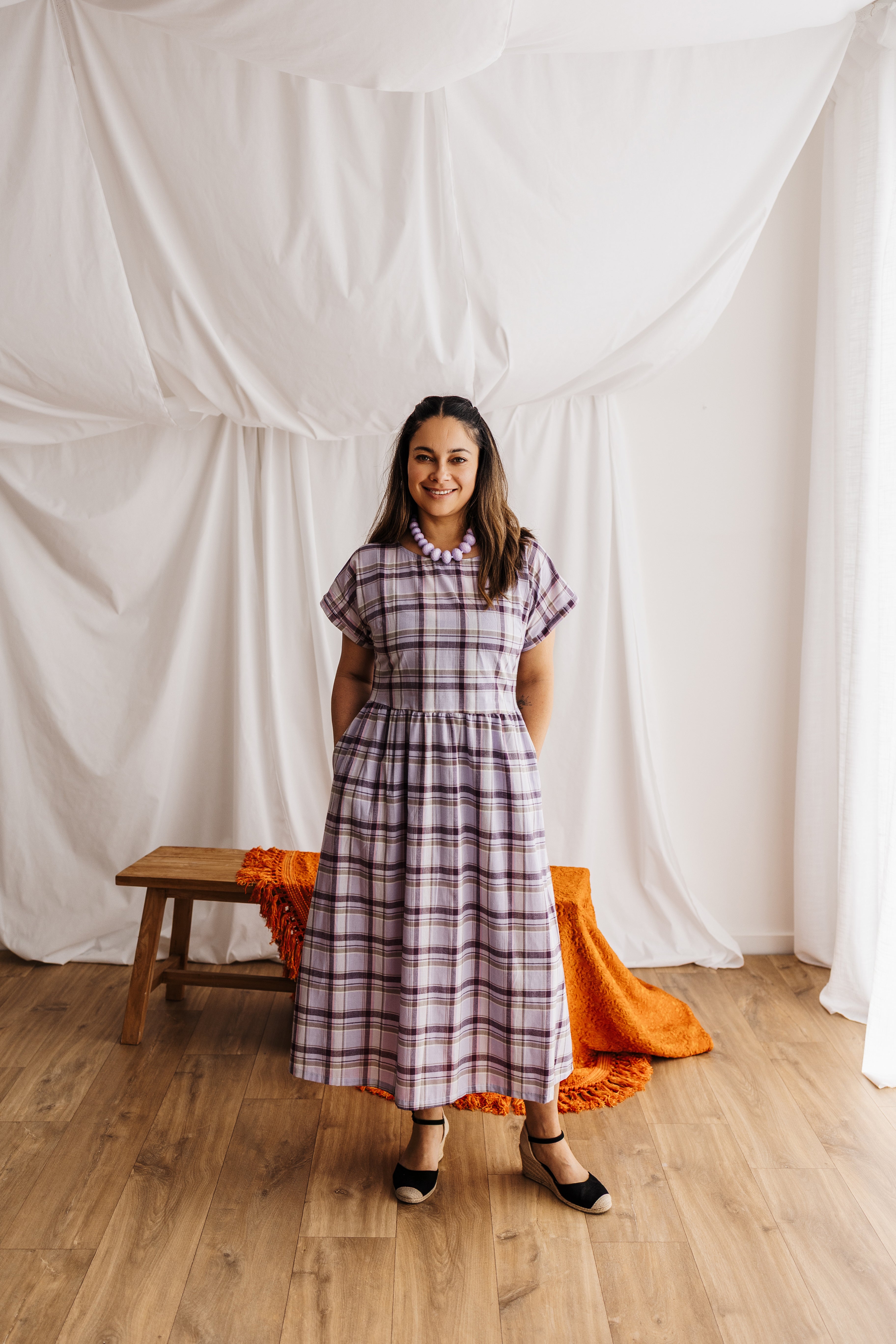 The Frankie Dress in Japanese organic cotton — a relaxed, timeless silhouette made to order. Handmade slow fashion from the Dandenong Ranges by Spiritus Eco Clothing.