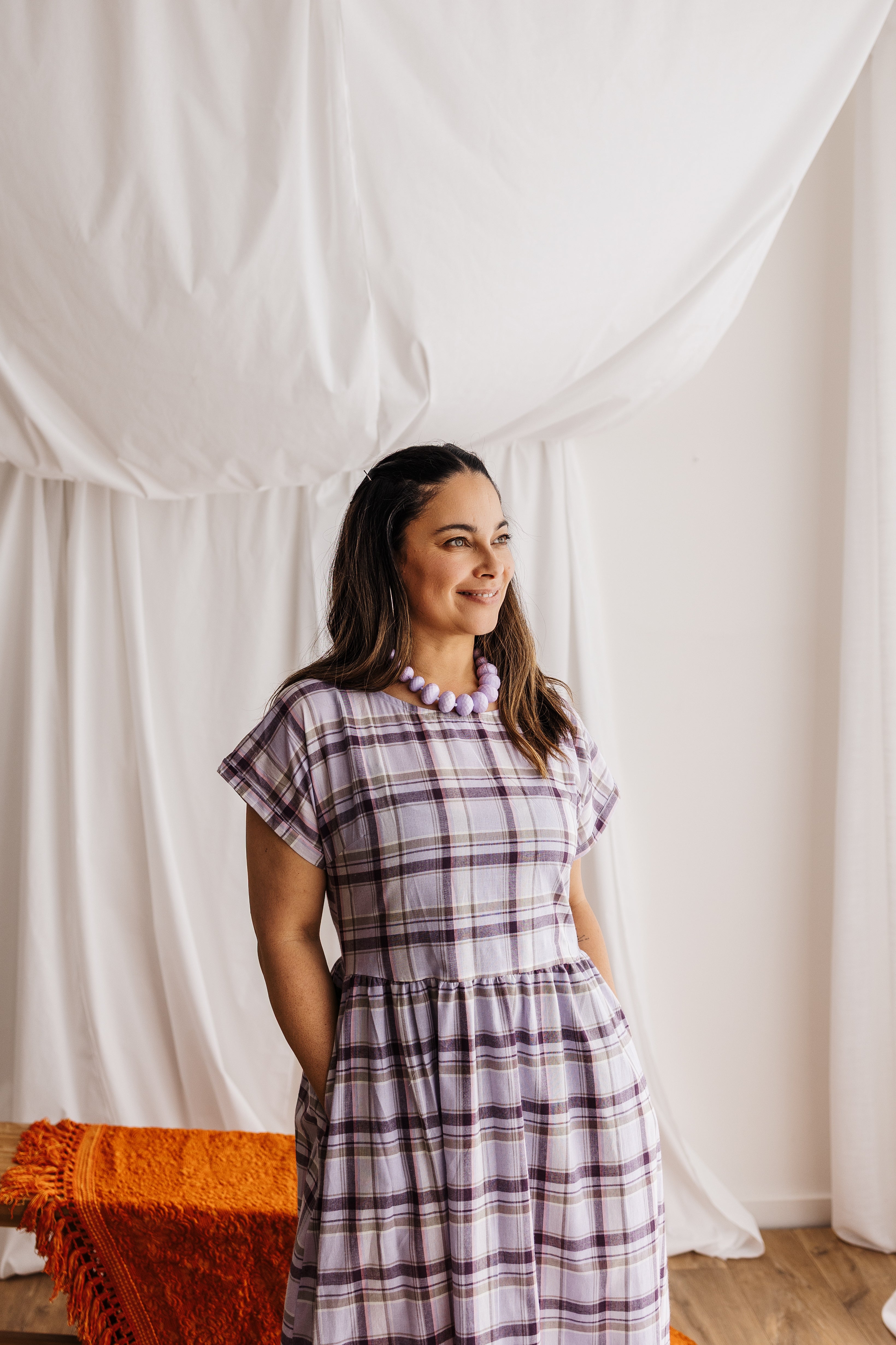 The Frankie Dress in Japanese organic cotton — a relaxed, timeless silhouette made to order. Handmade slow fashion from the Dandenong Ranges by Spiritus Eco Clothing.