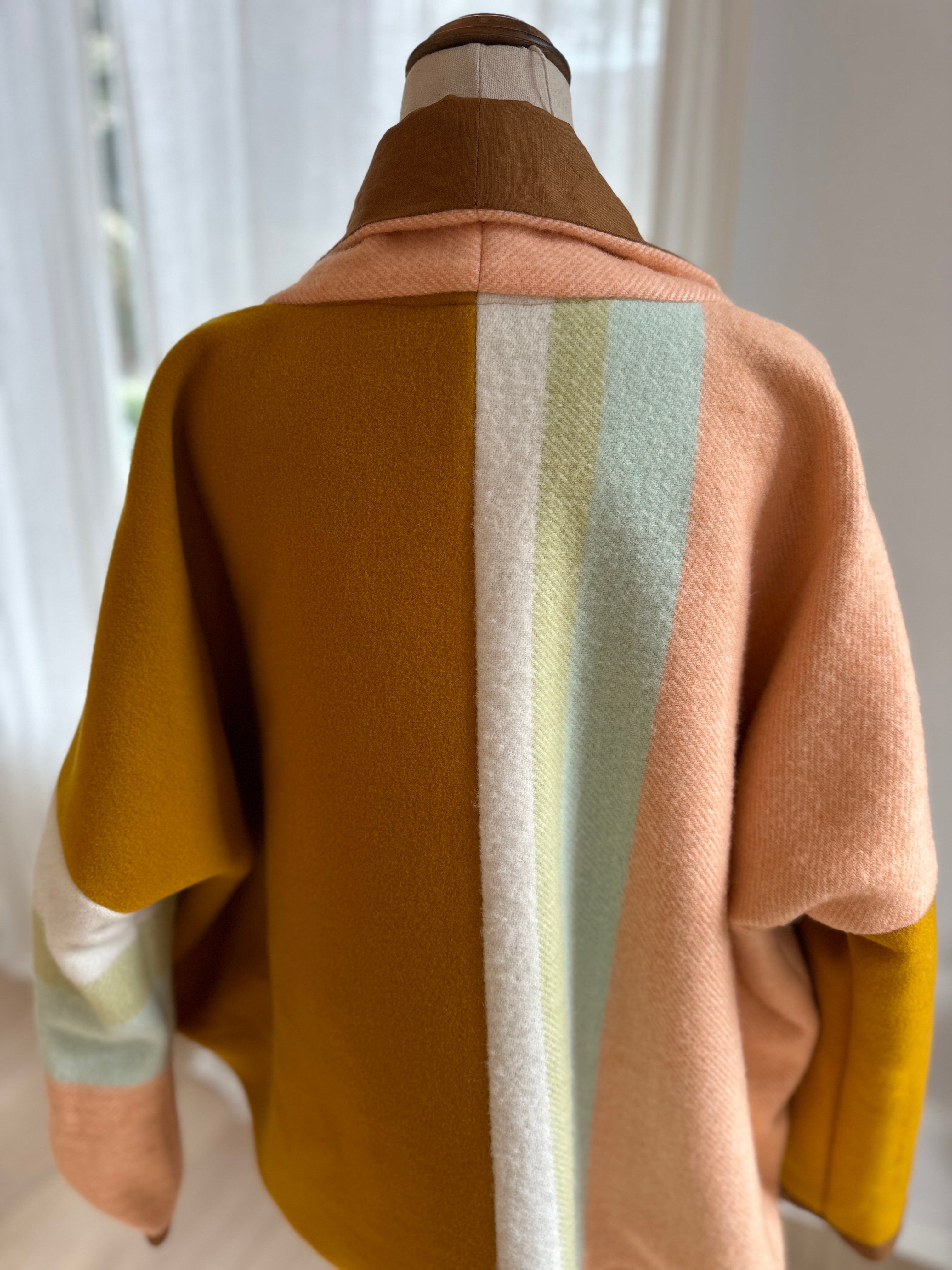 Reversible Linen / Wool Jacket (Tobacco and Peach)- Featuring Quality Wool Offcuts from Waverley Mills
