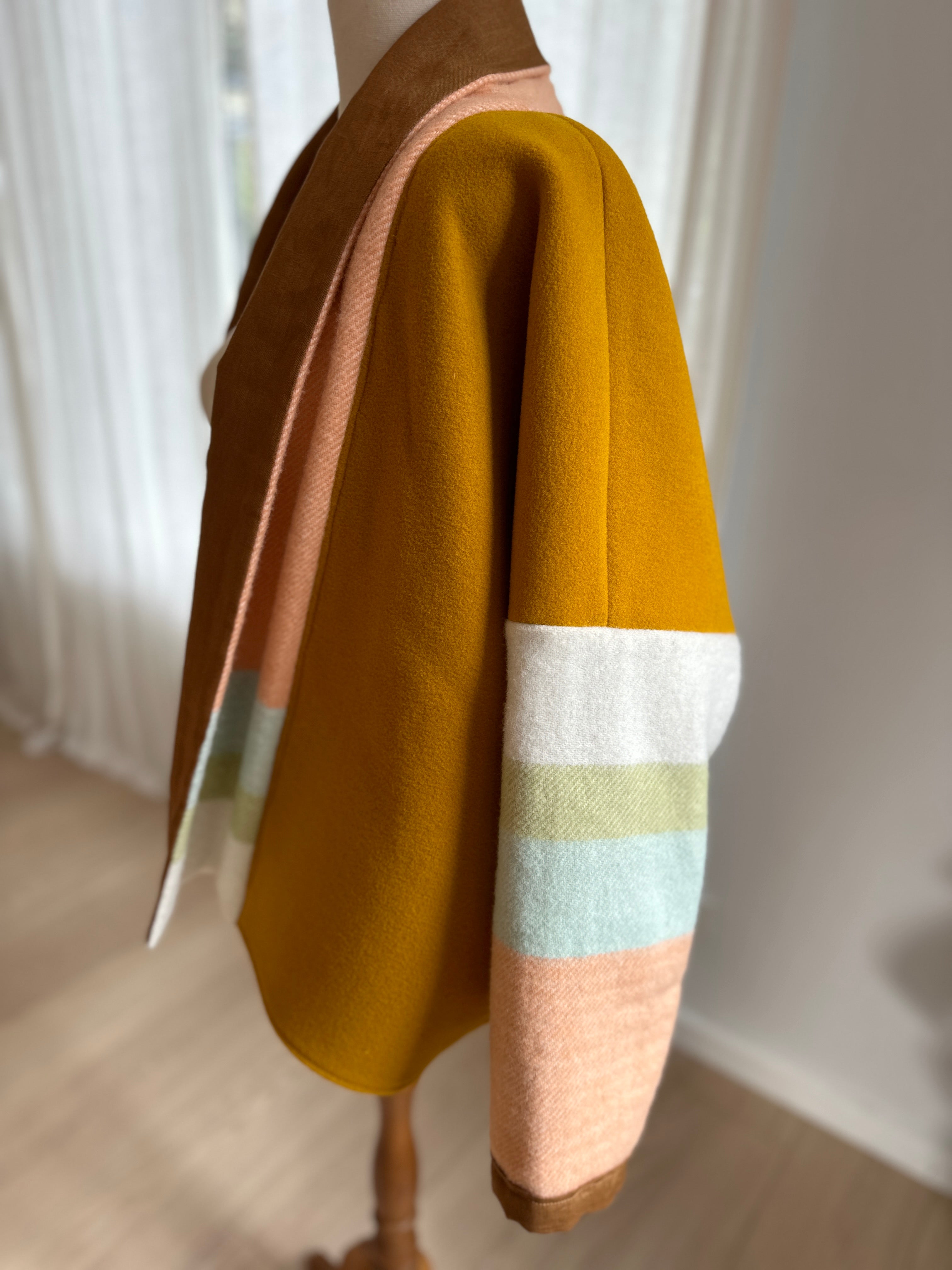 Reversible Linen / Wool Jacket (Tobacco and Peach)- Featuring Quality Wool Offcuts from Waverley Mills