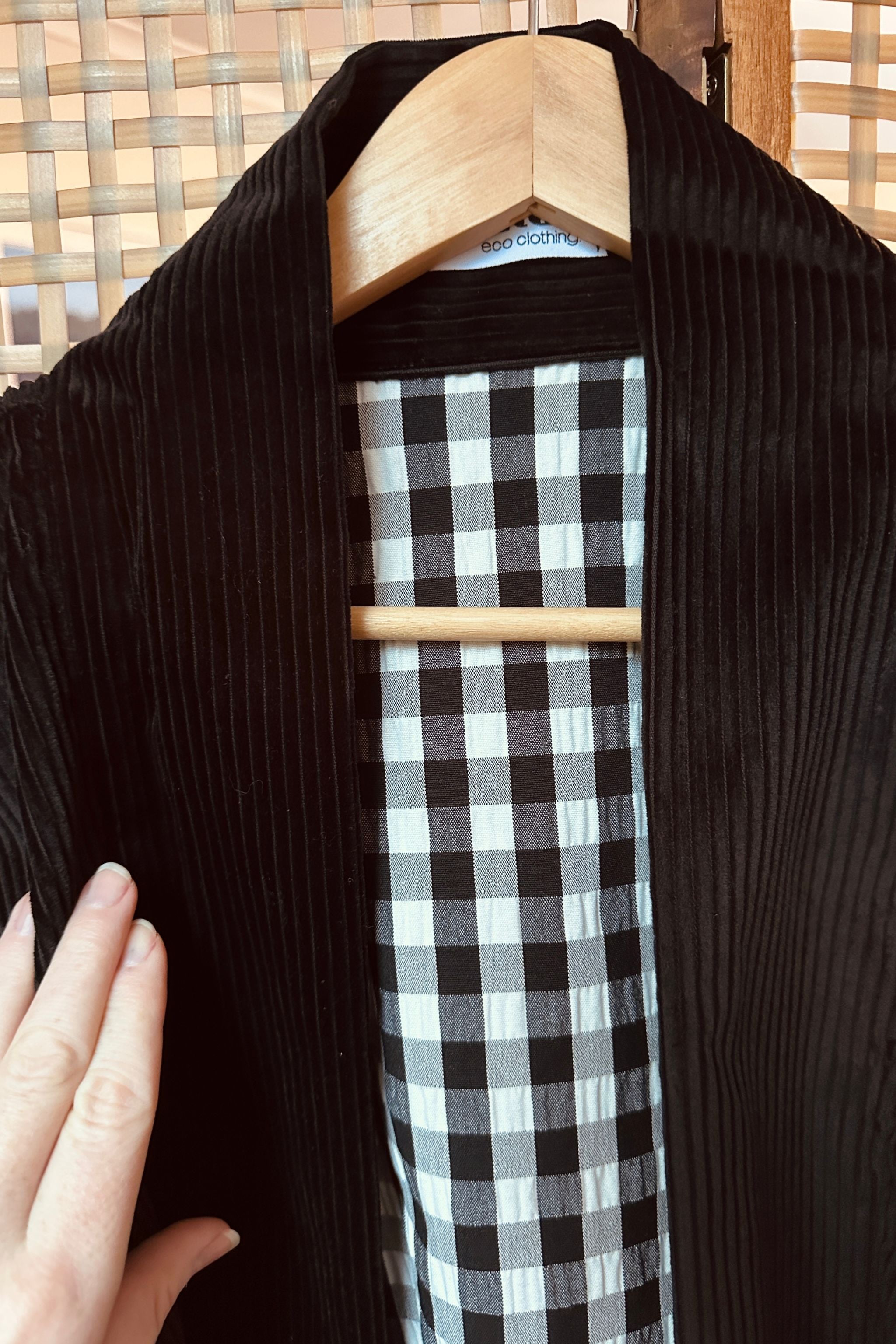 Reversible Cord Jacket - black deadstock gingham lining