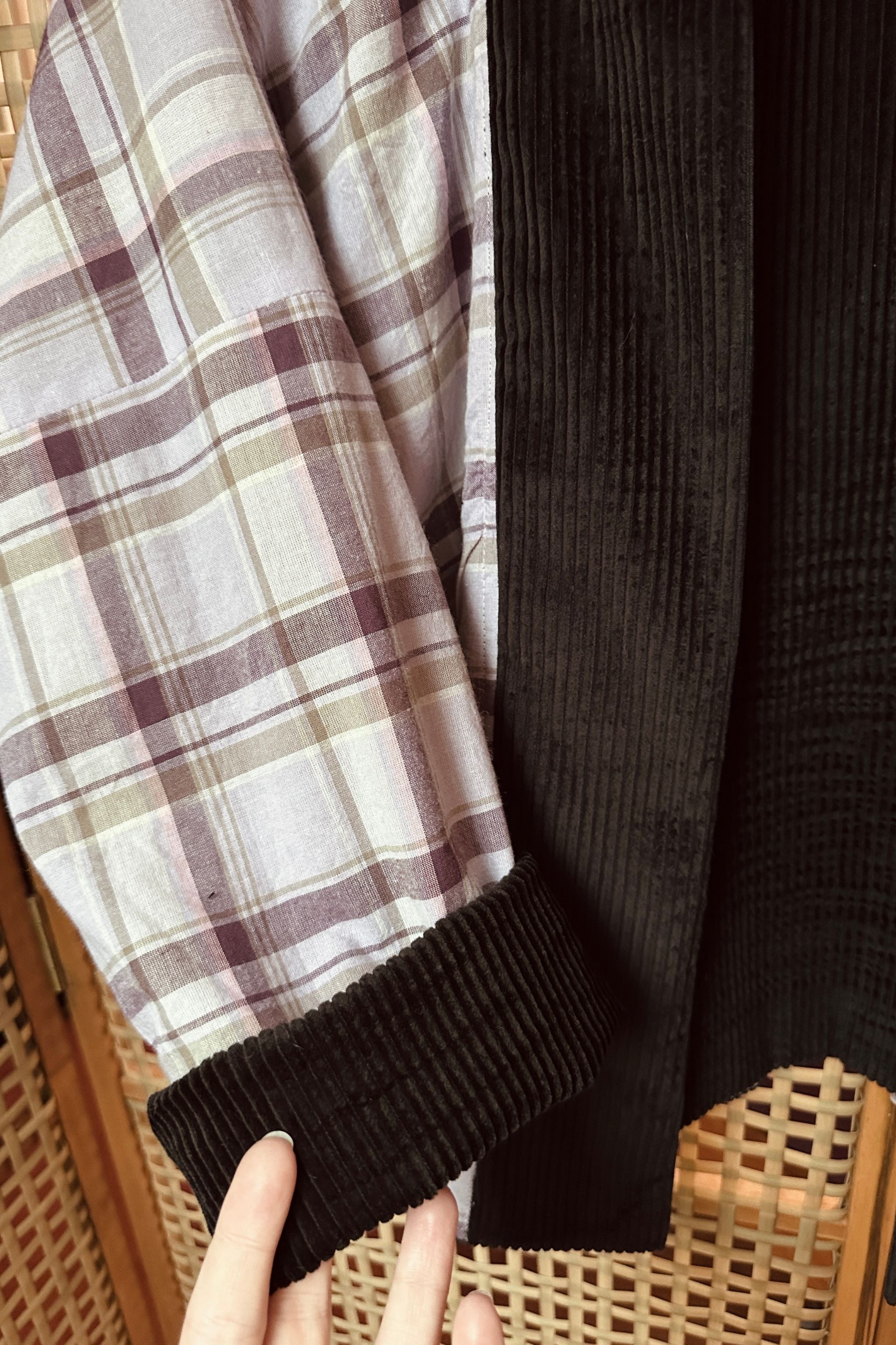 Reversible Cord Jacket - black japanese organic cotton lining w pockets