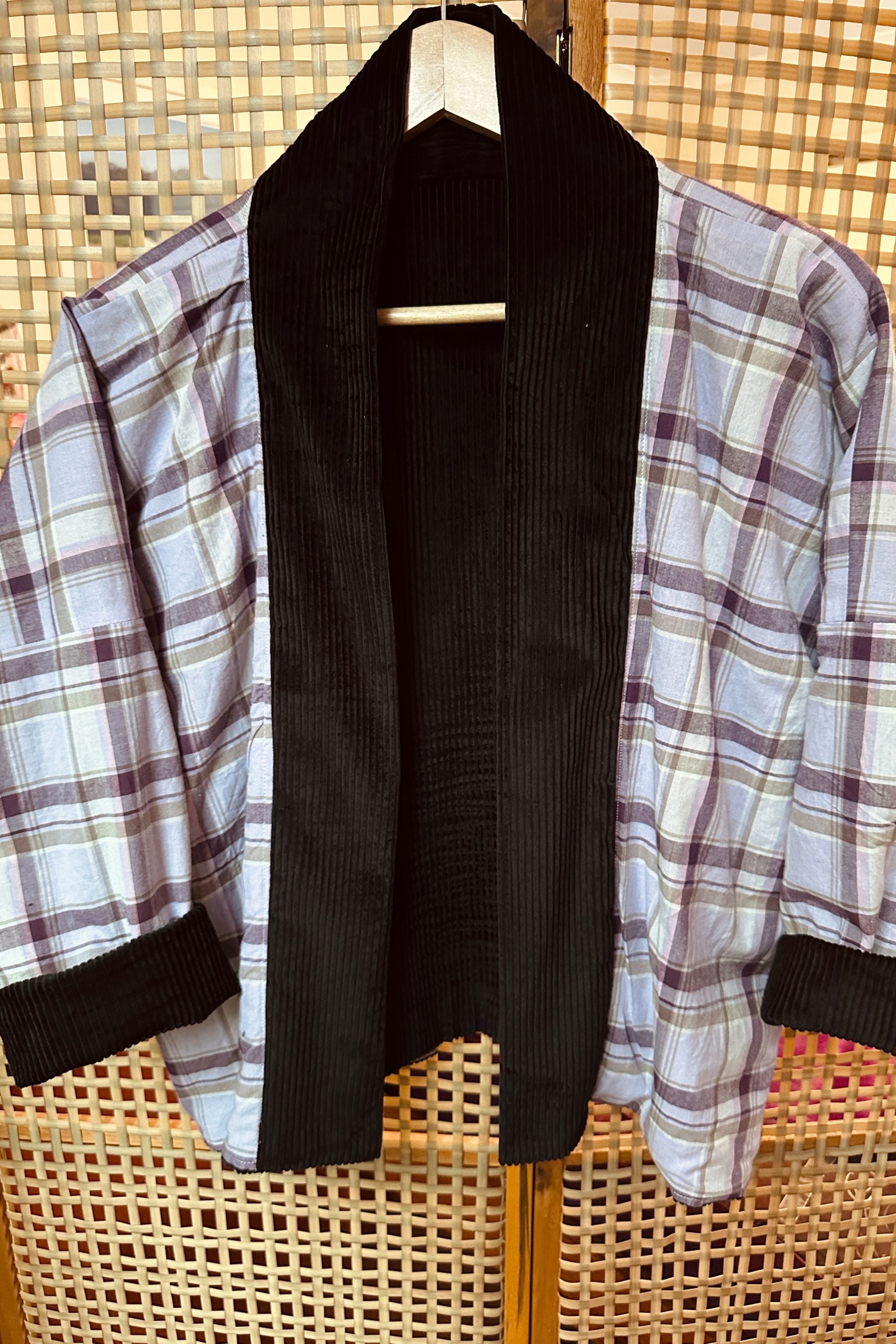 Reversible Cord Jacket - black japanese organic cotton lining w pockets