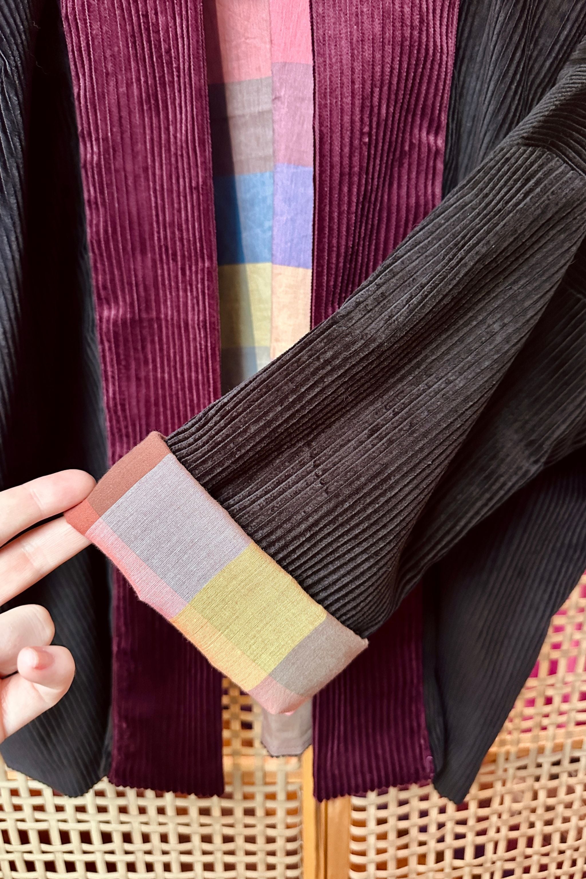 Reversible Cord Jacket - rainbow organic cotton lining