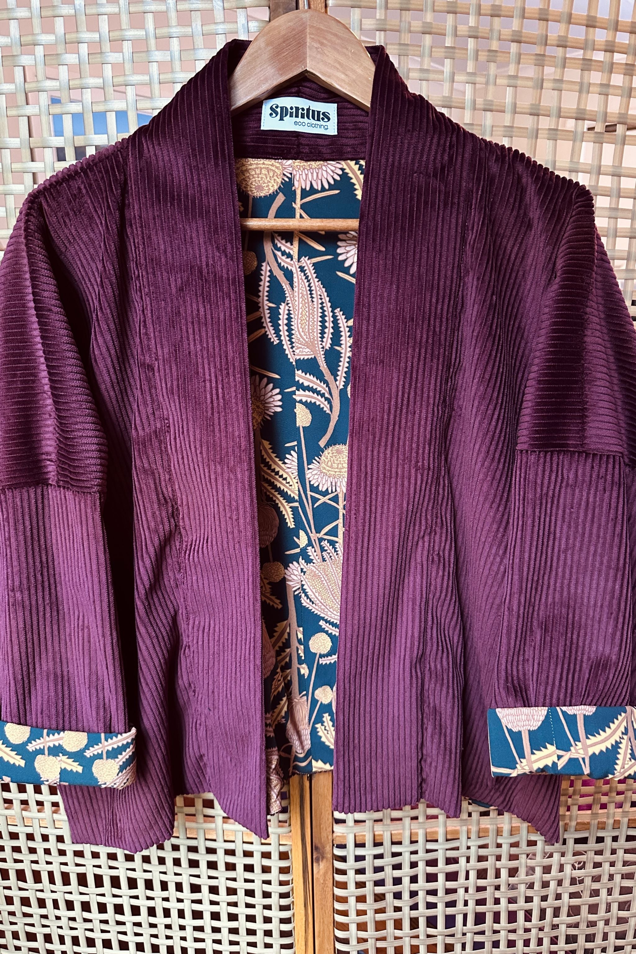 Reversible Cord Jacket - wine/black ecovero billy banksia lining w pockets