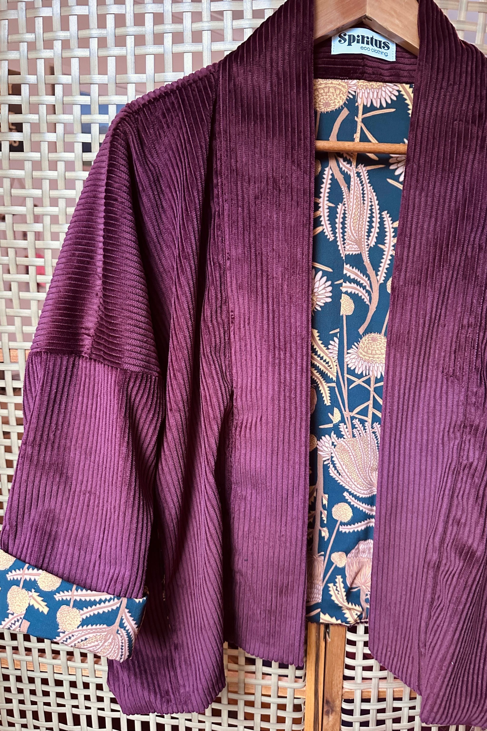 Reversible Cord Jacket - wine/black ecovero billy banksia lining w pockets
