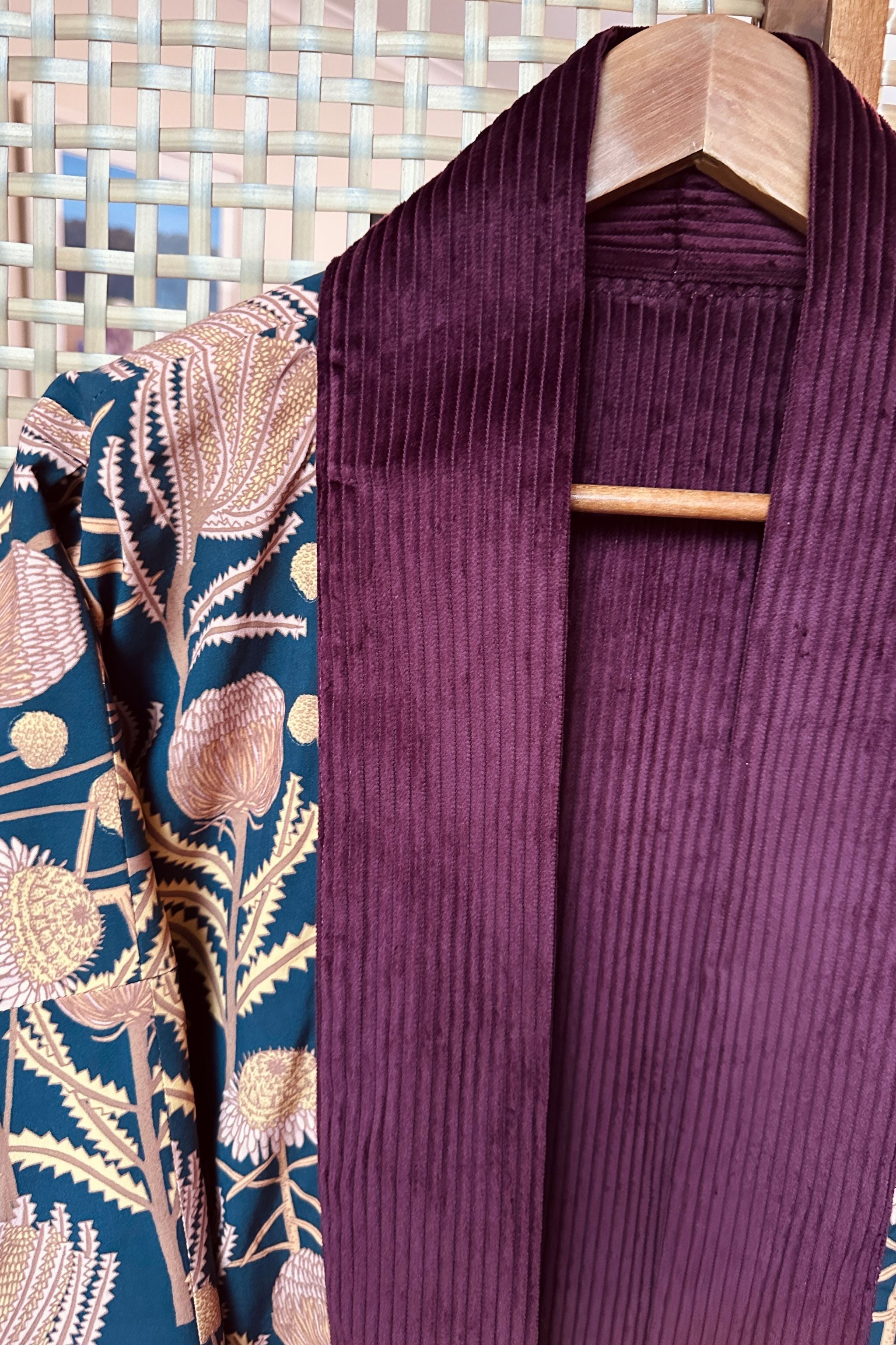 Reversible Cord Jacket - wine/black ecovero billy banksia lining w pockets