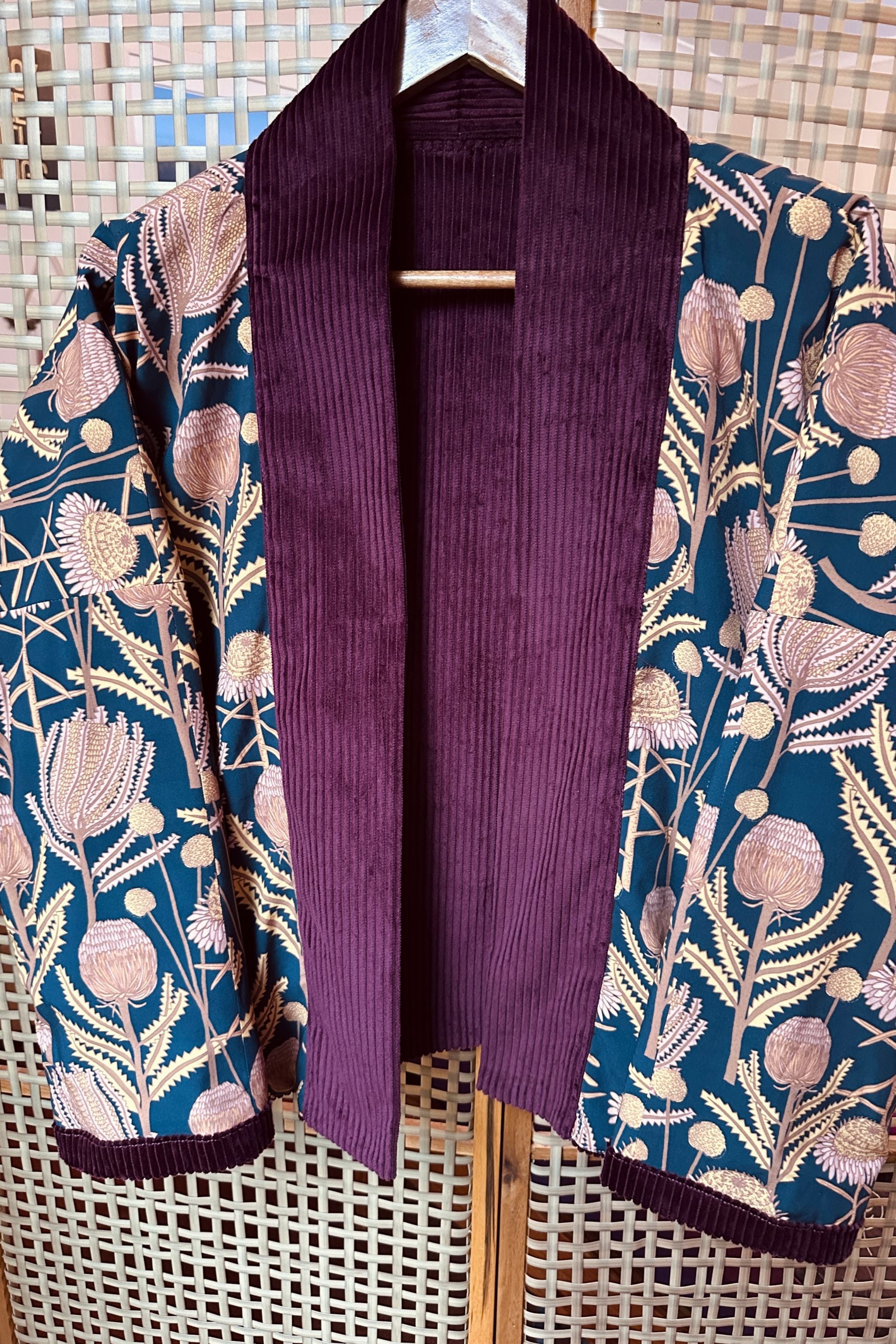 Reversible Cord Jacket - wine/black ecovero billy banksia lining w pockets