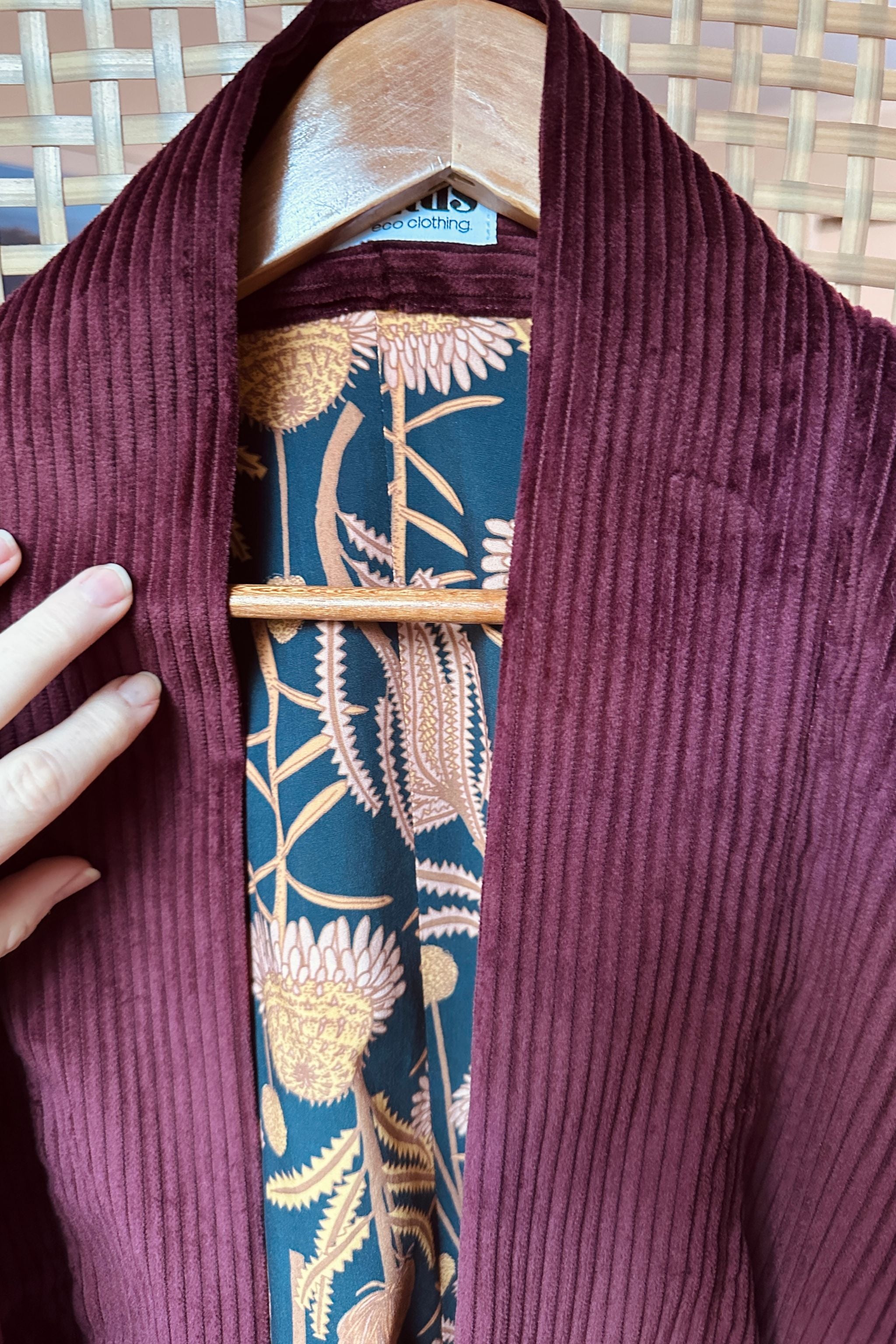 Reversible Cord Jacket - wine/black ecovero billy banksia lining w pockets